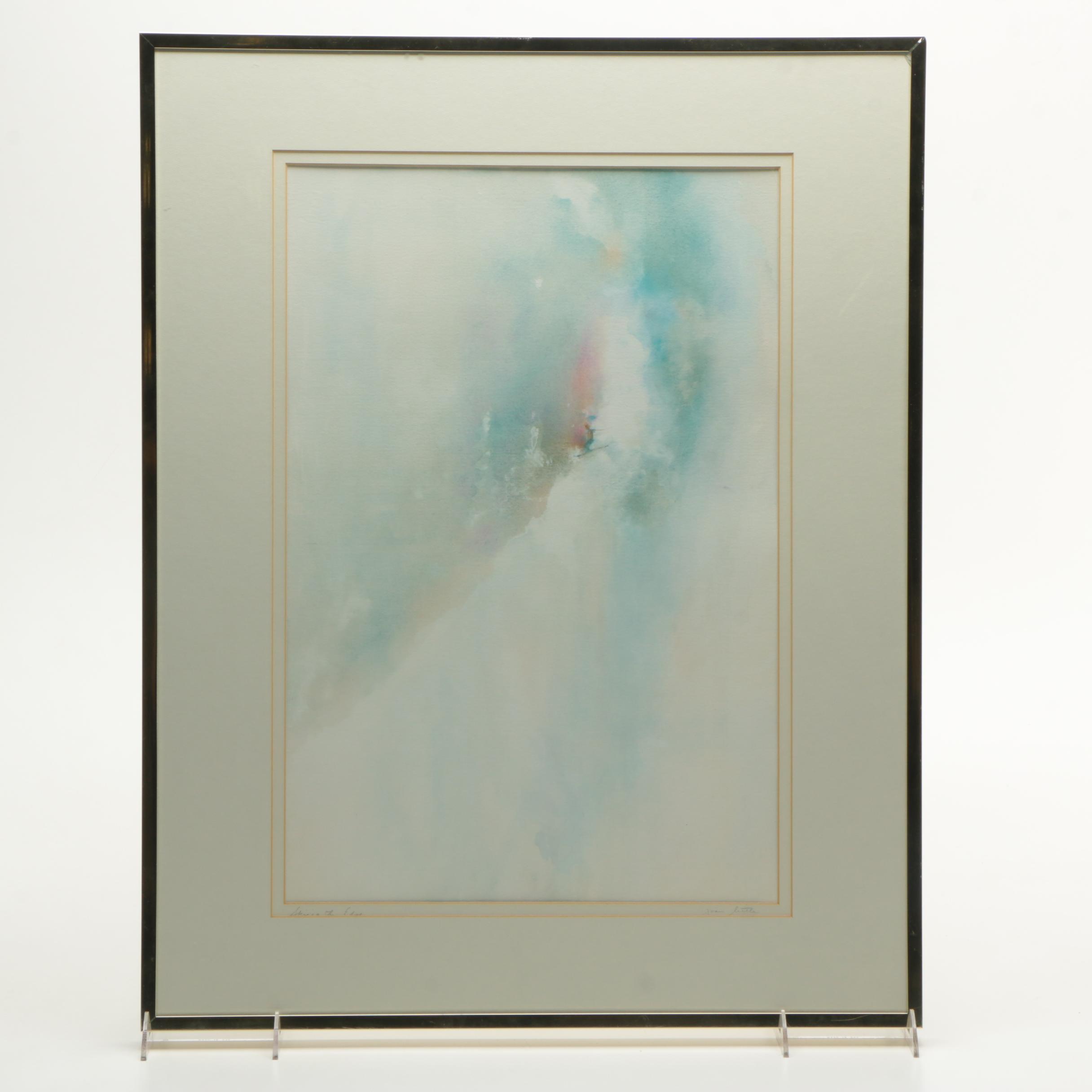 Joan Little Watercolor Painting "Skiing the Edge"