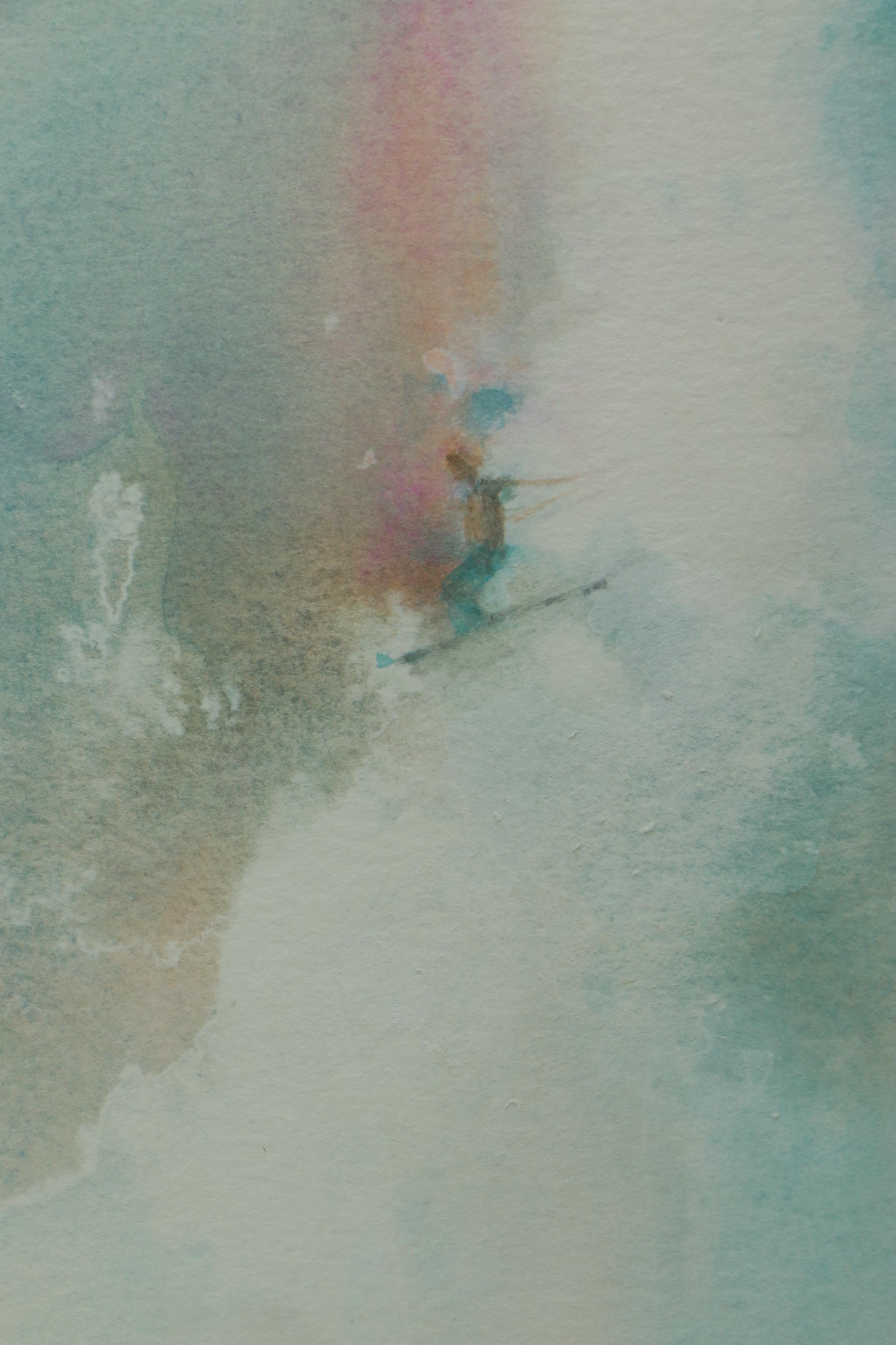 Joan Little Watercolor Painting "Skiing the Edge"