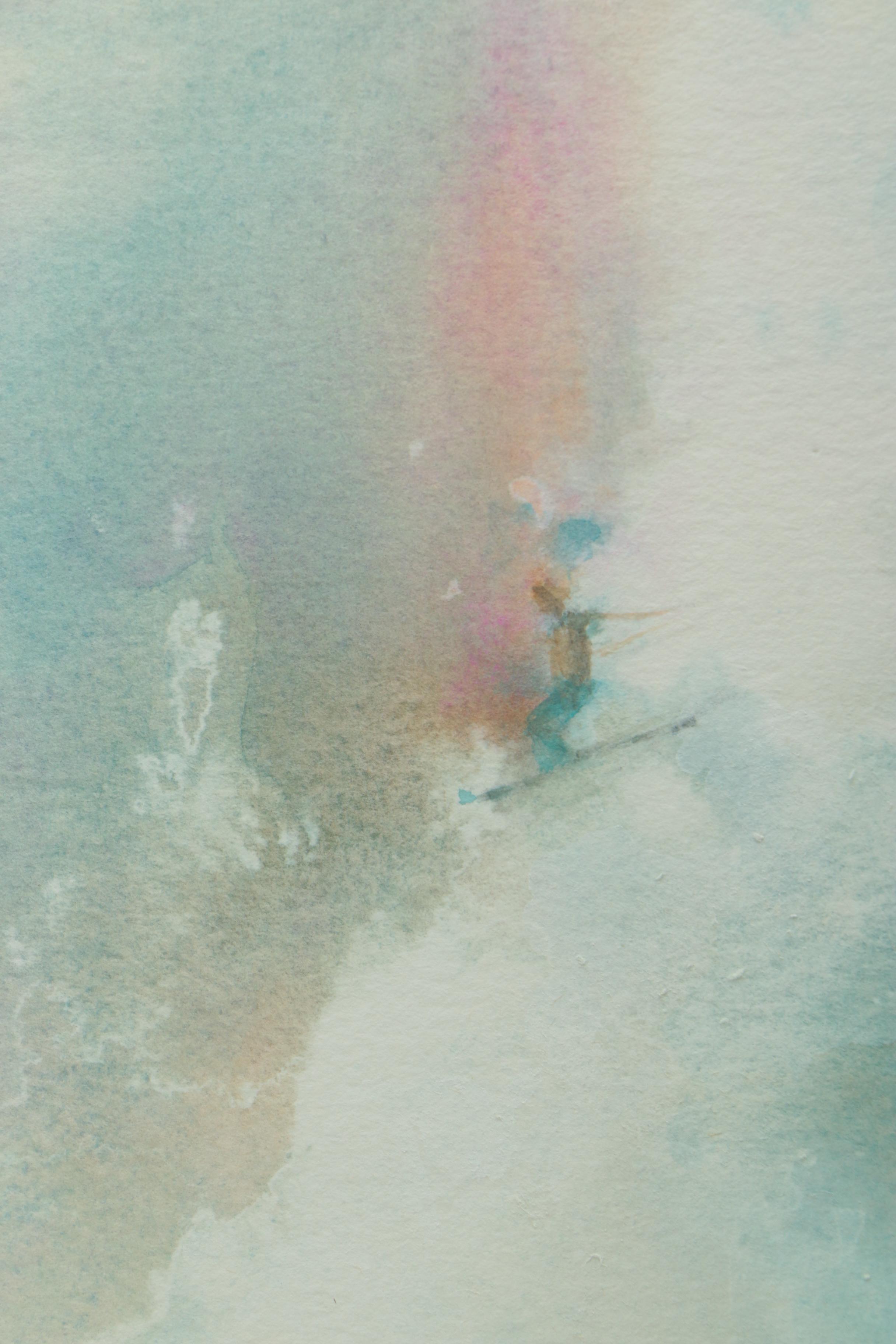 Joan Little Watercolor Painting "Skiing the Edge"