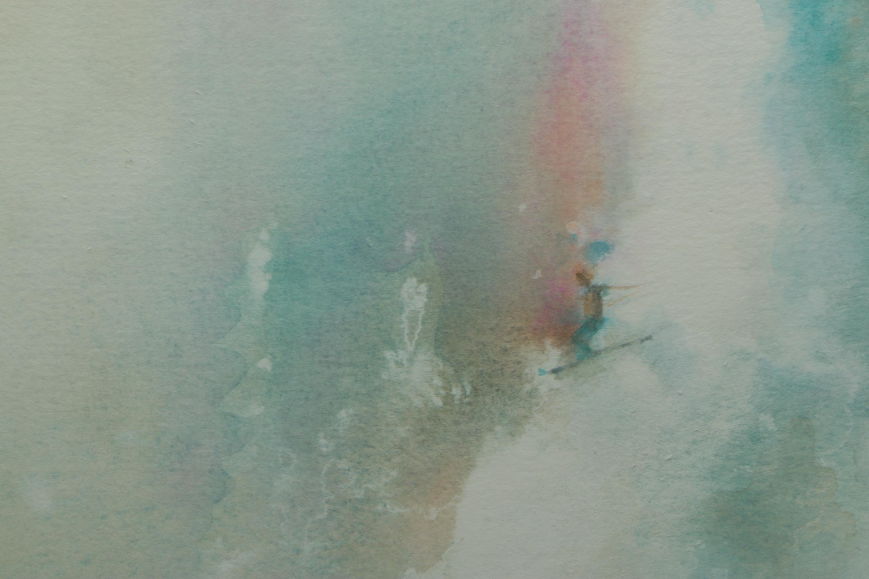 Joan Little Watercolor Painting "Skiing the Edge"