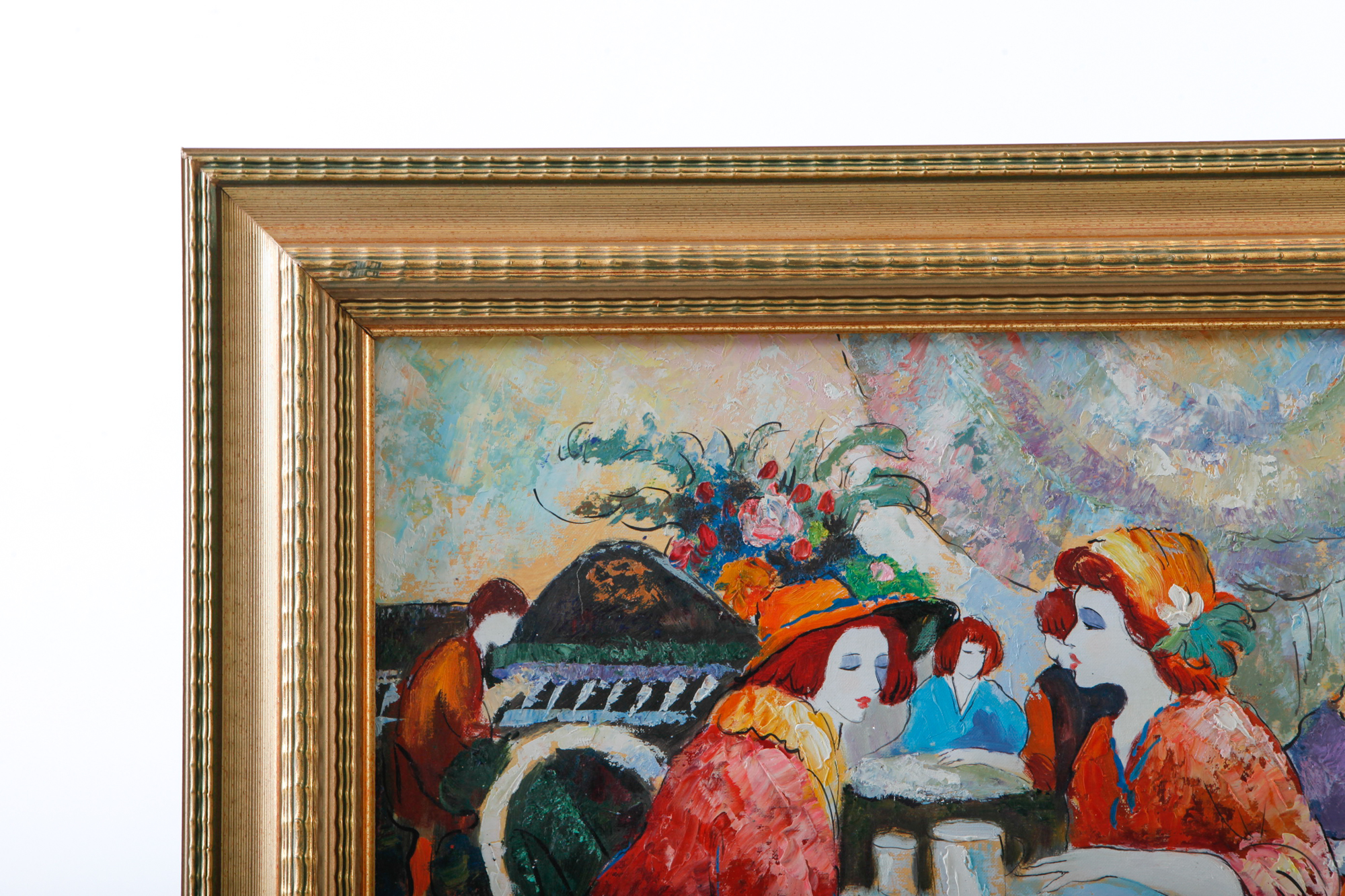 K. Barnes Signed Oil Painting of an Impressionistic Cafe Scene