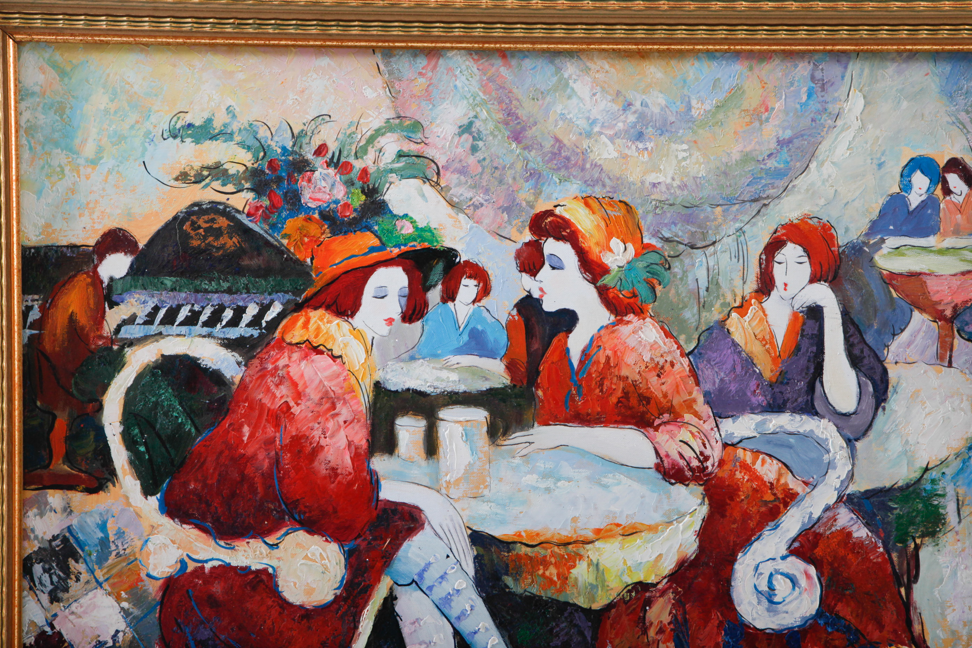 K. Barnes Signed Oil Painting of an Impressionistic Cafe Scene