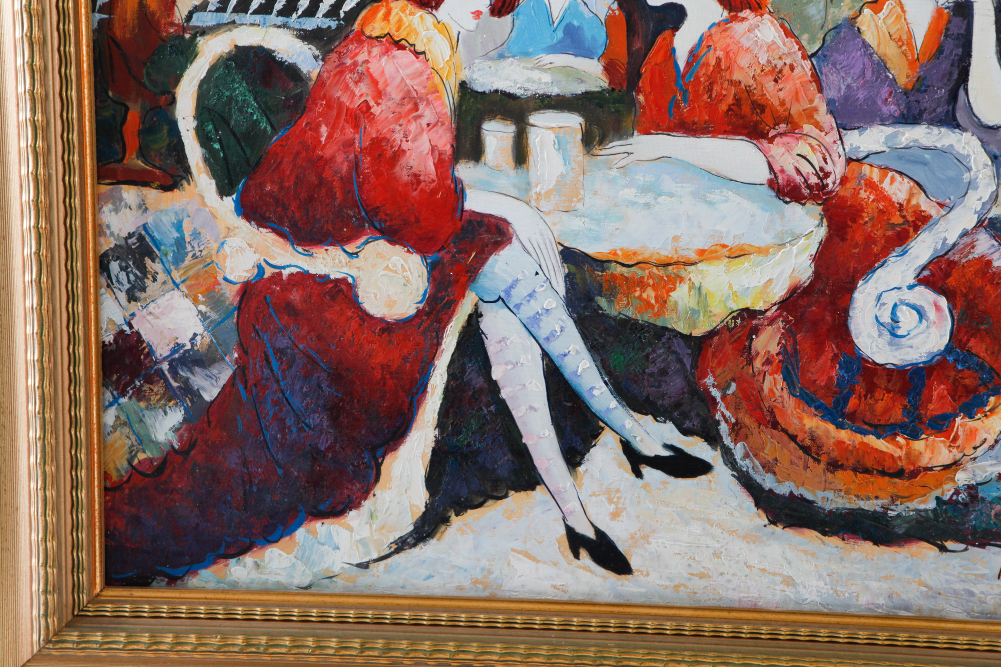 K. Barnes Signed Oil Painting of an Impressionistic Cafe Scene