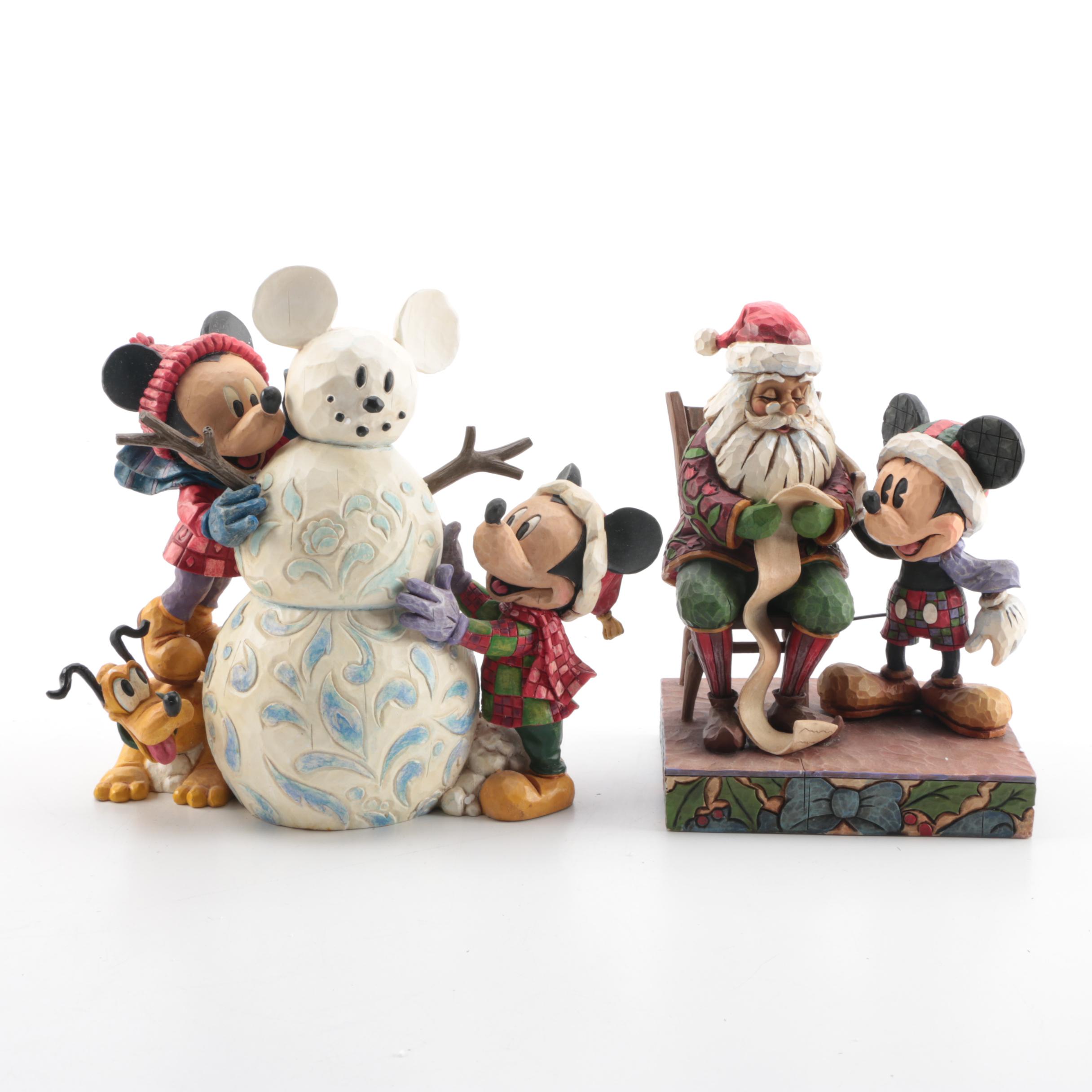 Pair of Jim Shore for Enesco Walt Disney Showcase Collection Christmas Figurines