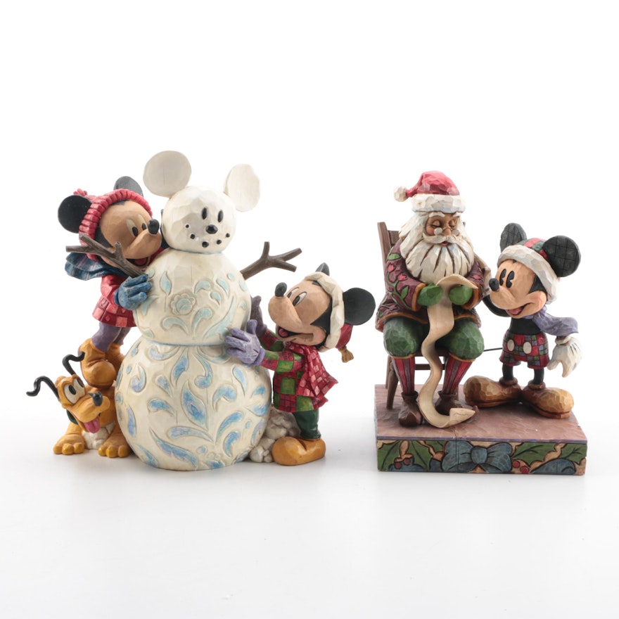 Pair of Jim Shore for Enesco Walt Disney Showcase Collection Christmas Figurines