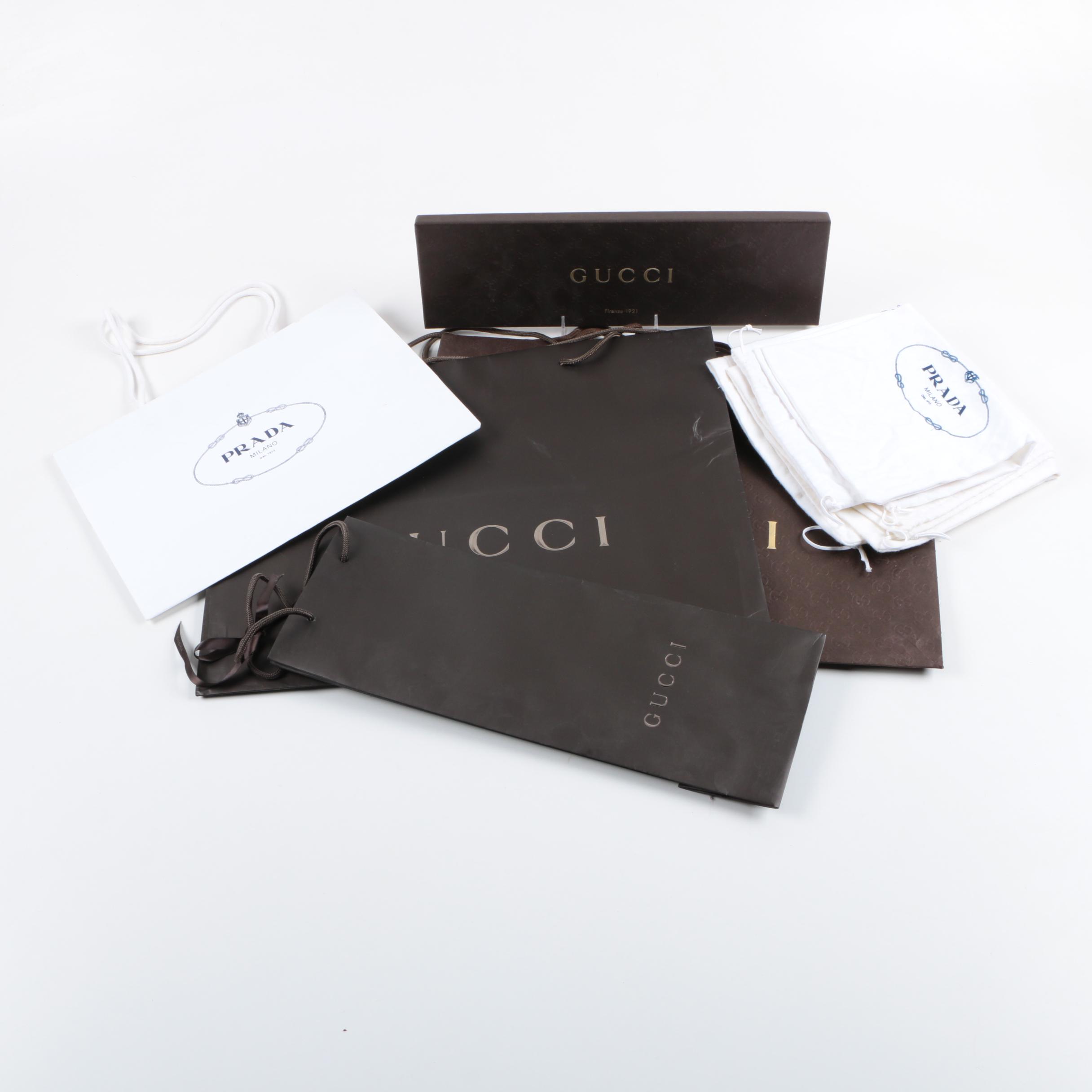 Designer Bags and Boxes Including Prada and Gucci