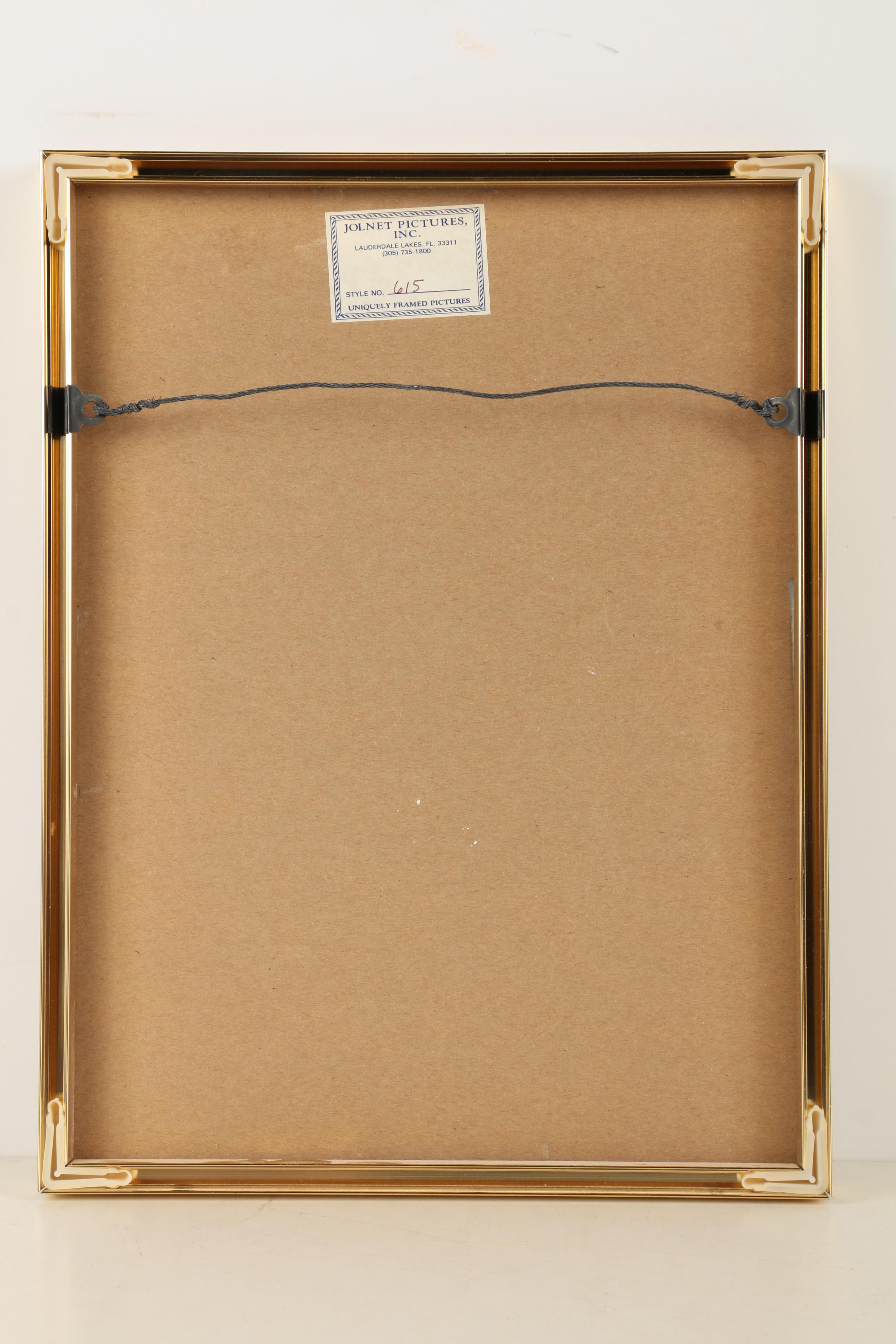 East Asian Style Offset Lithograph on Paper of Birds and Flowers