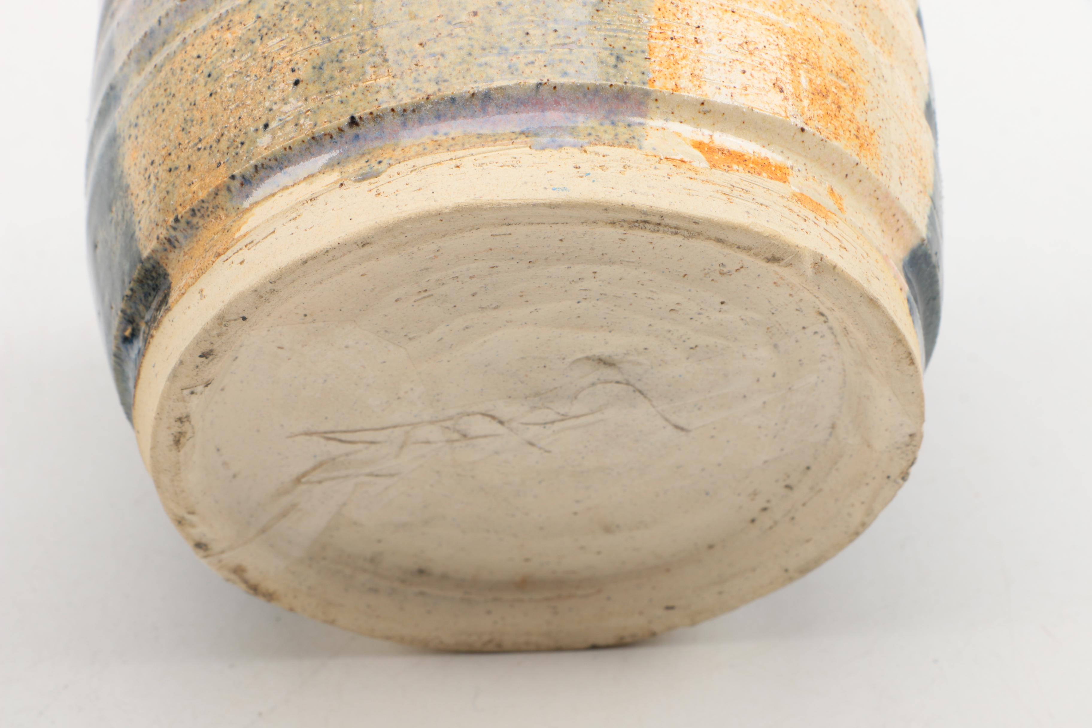 Collection of Blue Studio Pottery Including Vessel with Lid