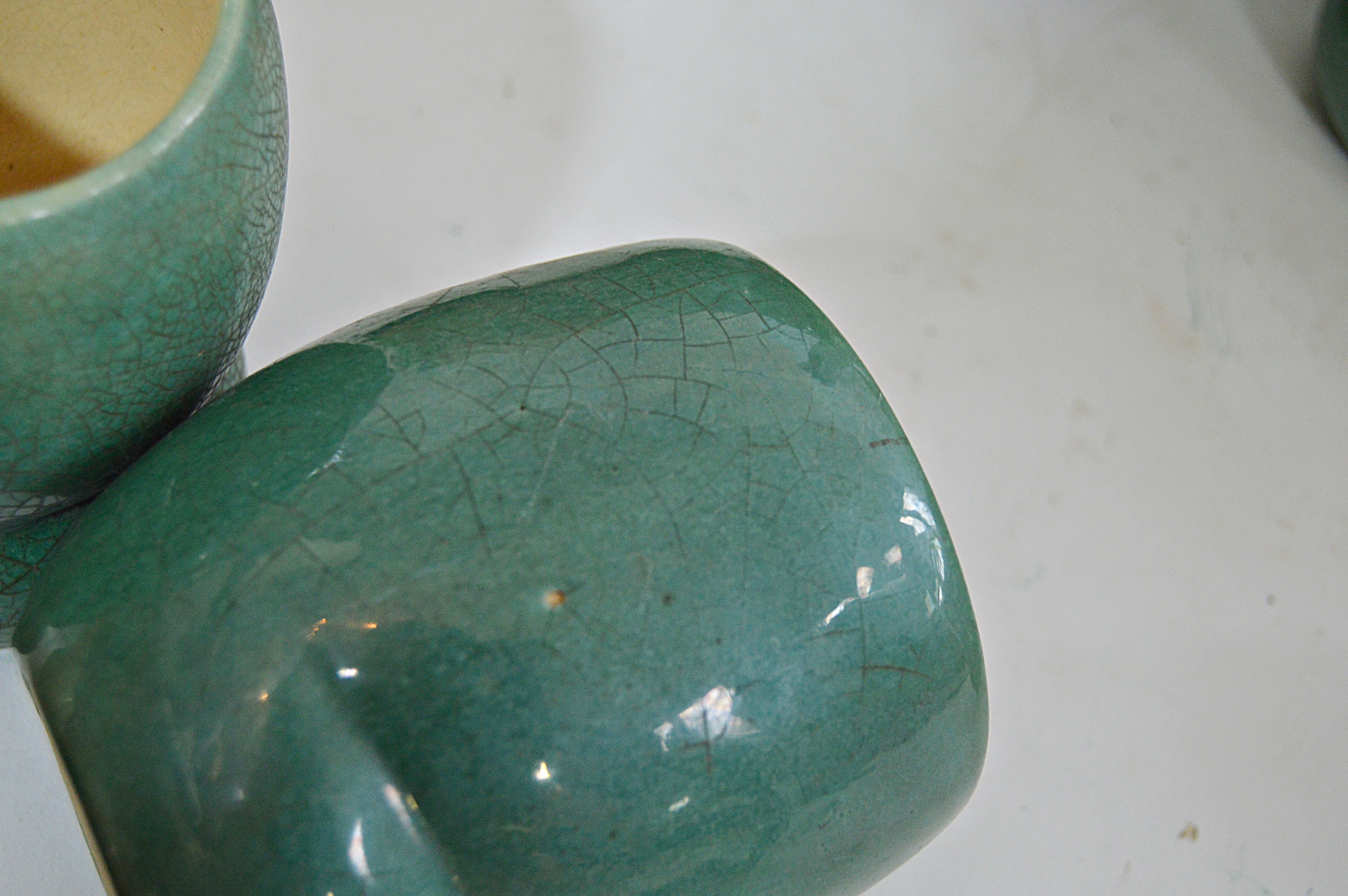 Mid Century Glassware, Pottery, Wooden Tray Including Hall and McCoy