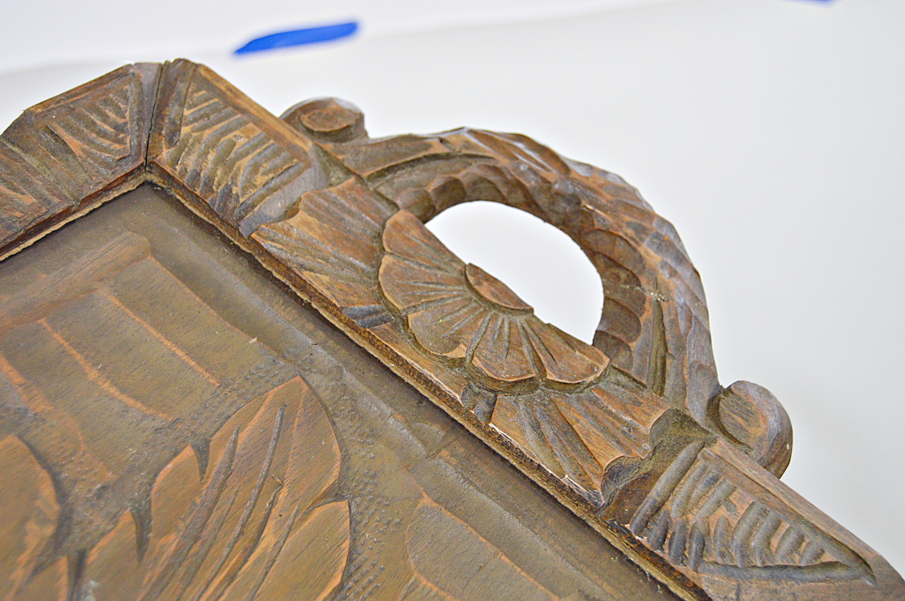 Mid Century Glassware, Pottery, Wooden Tray Including Hall and McCoy