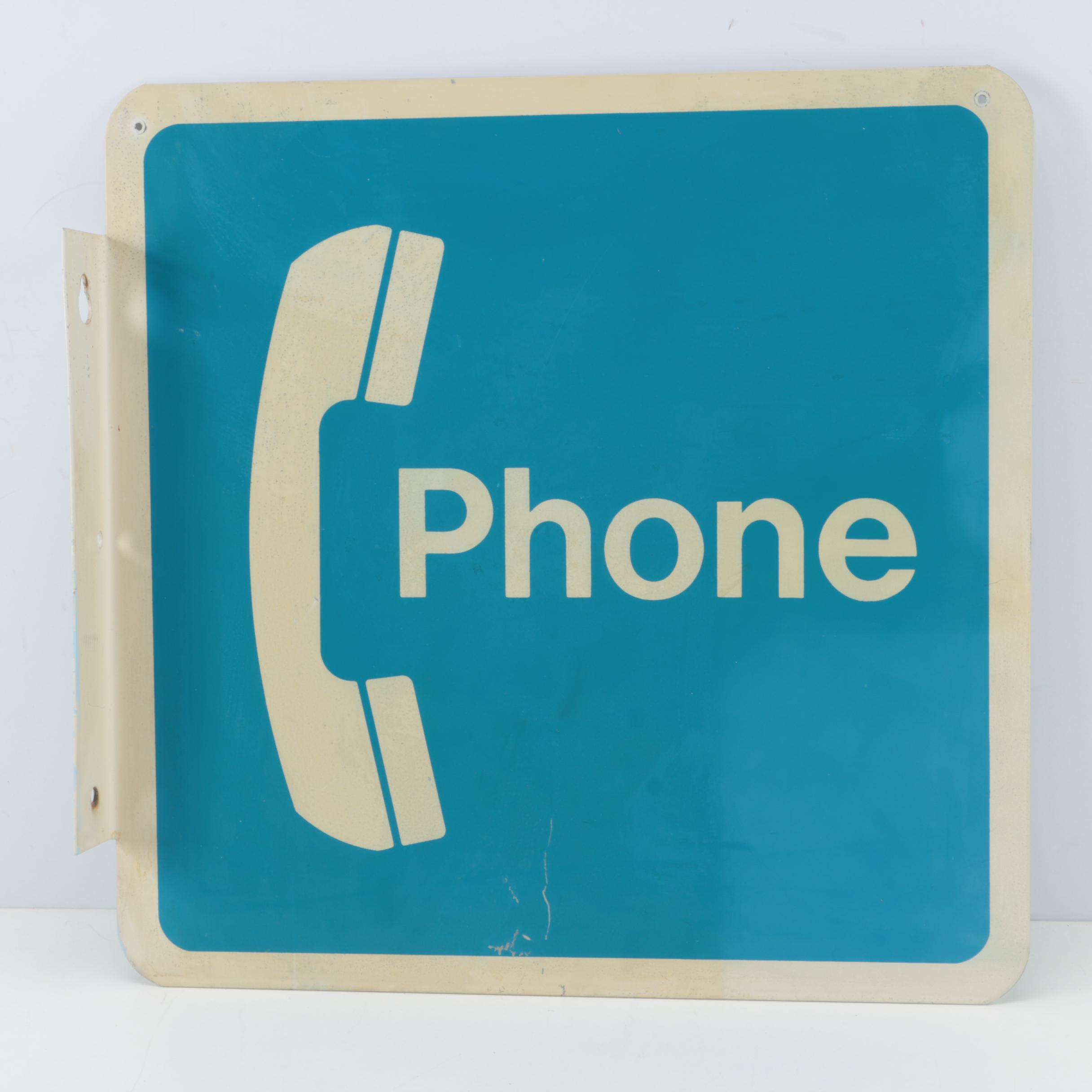 Vintage Pay Phone Flange Sign