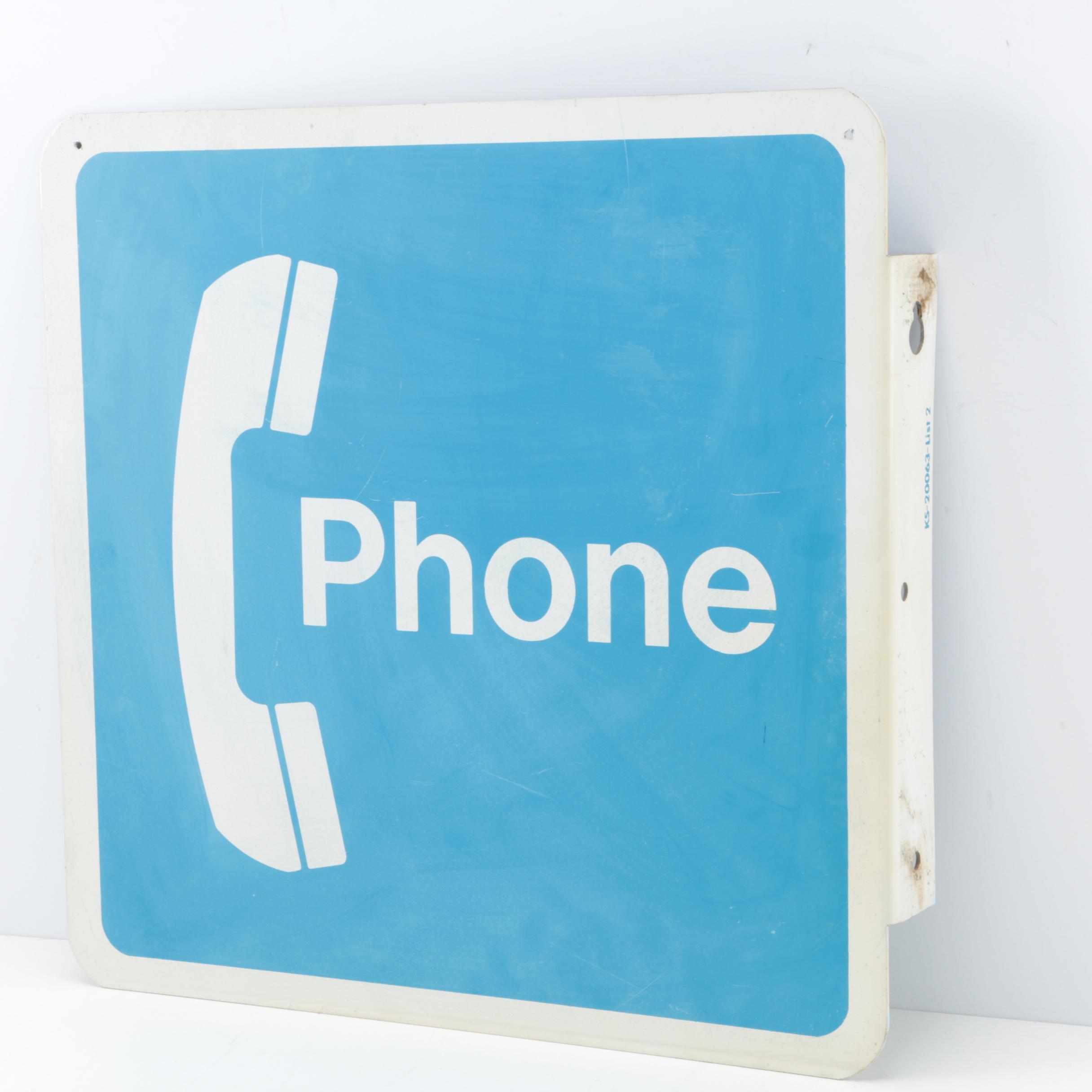 Vintage Pay Phone Flange Sign