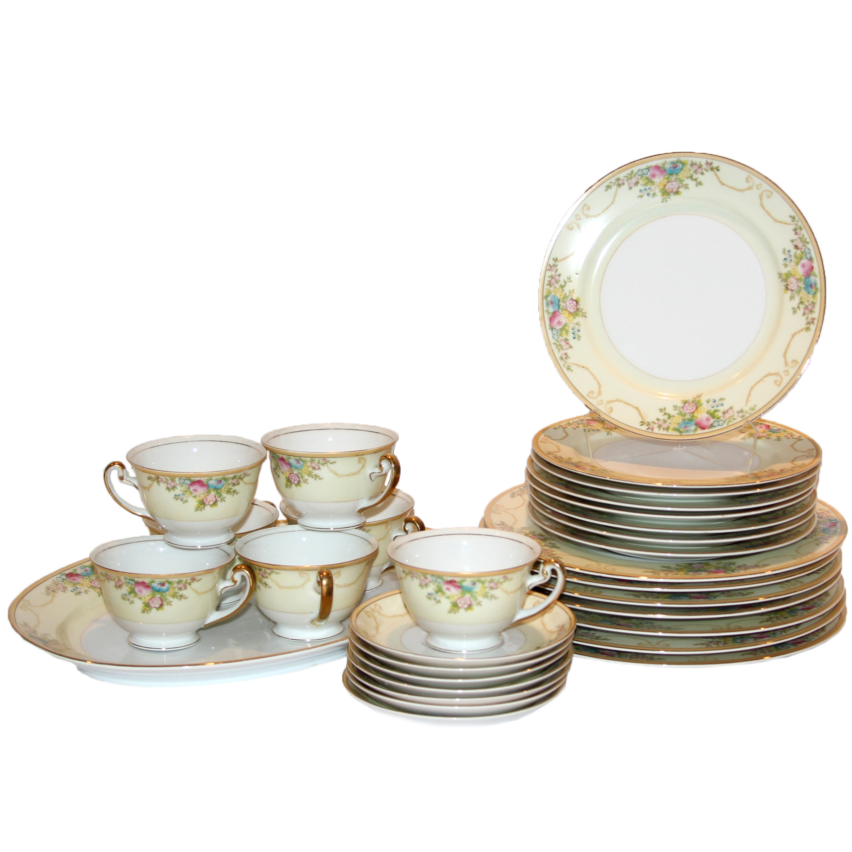 Meito China Handpainted Porcelain Serveware Set