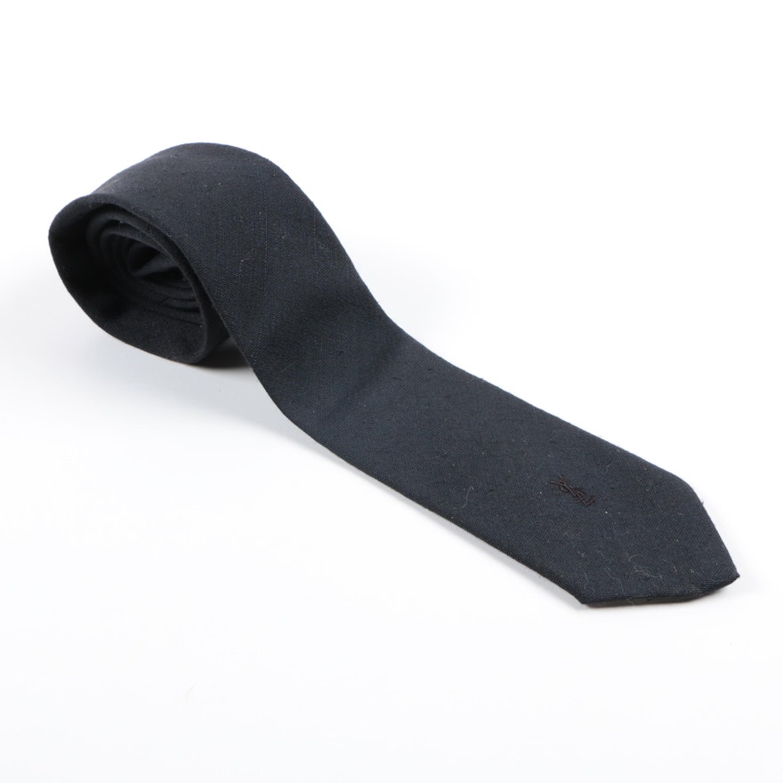 Men's Vintage Yves Saint Laurent Black Wool Necktie
