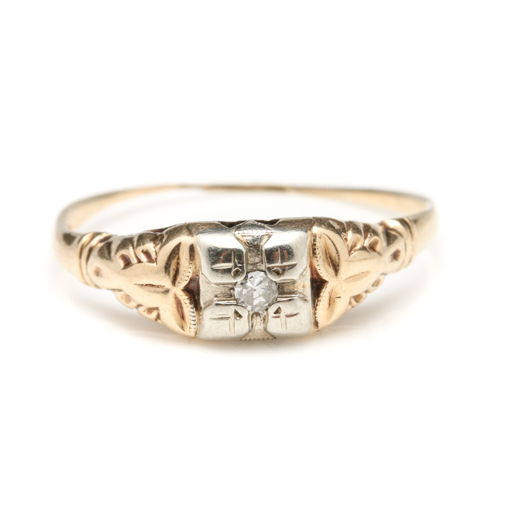 14K Yellow and White Gold Diamond Ring