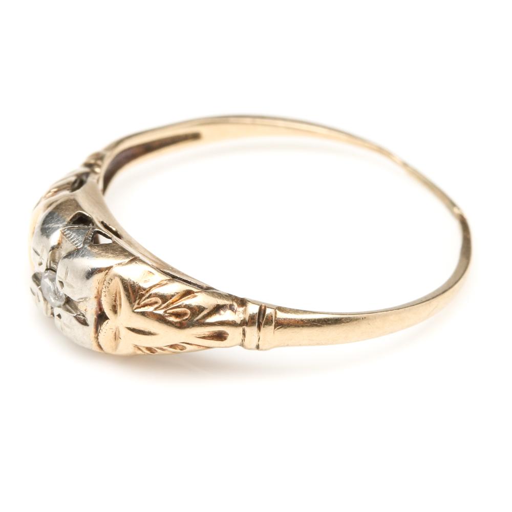 14K Yellow and White Gold Diamond Ring