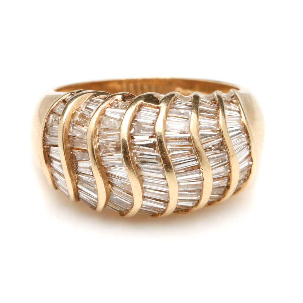 14K Yellow Gold 2.08 CTW Diamond Dome Ring