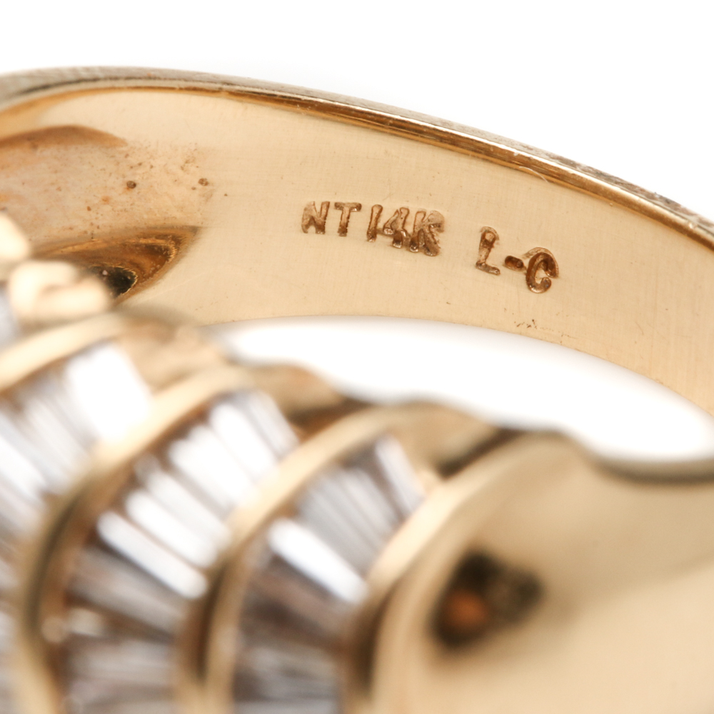 14K Yellow Gold 2.08 CTW Diamond Dome Ring