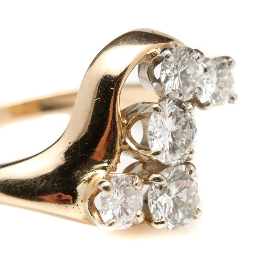 14K Yellow Gold 1.28 CTW Diamond Ring