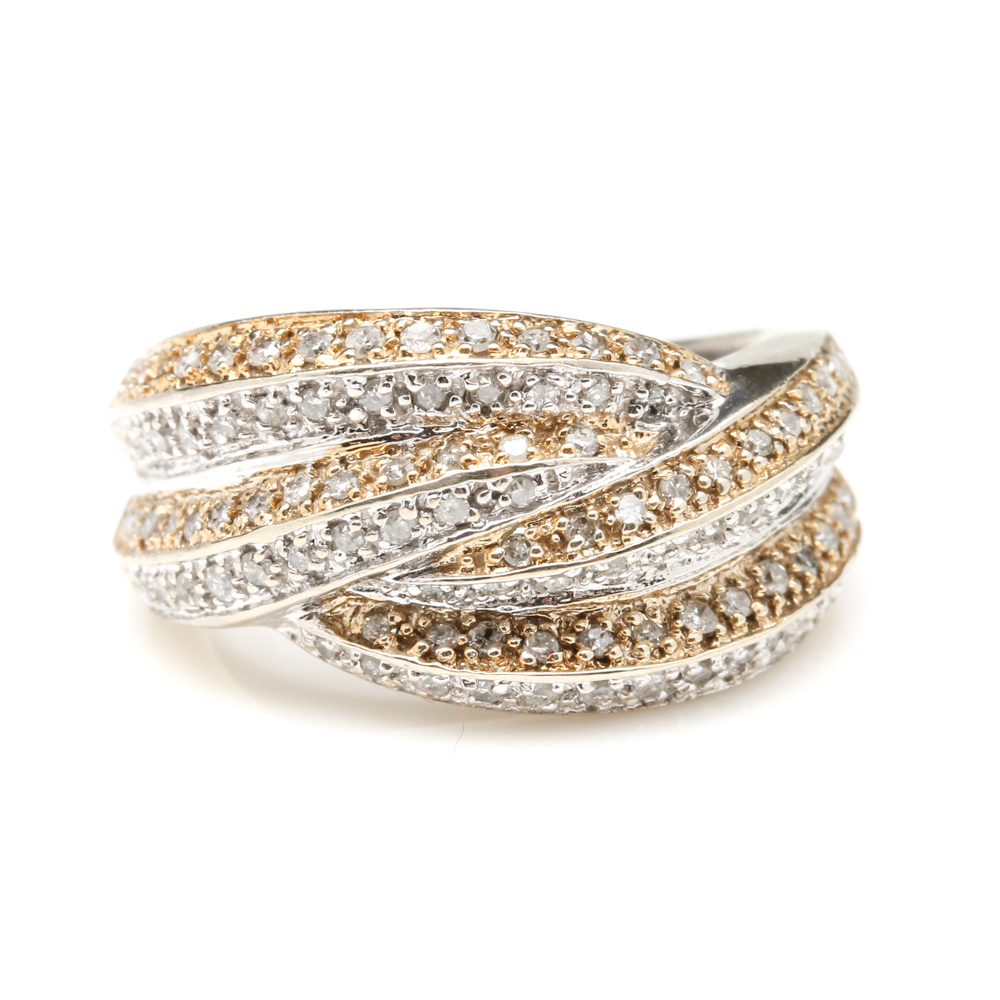 10K White and Yellow Gold Diamond Ring