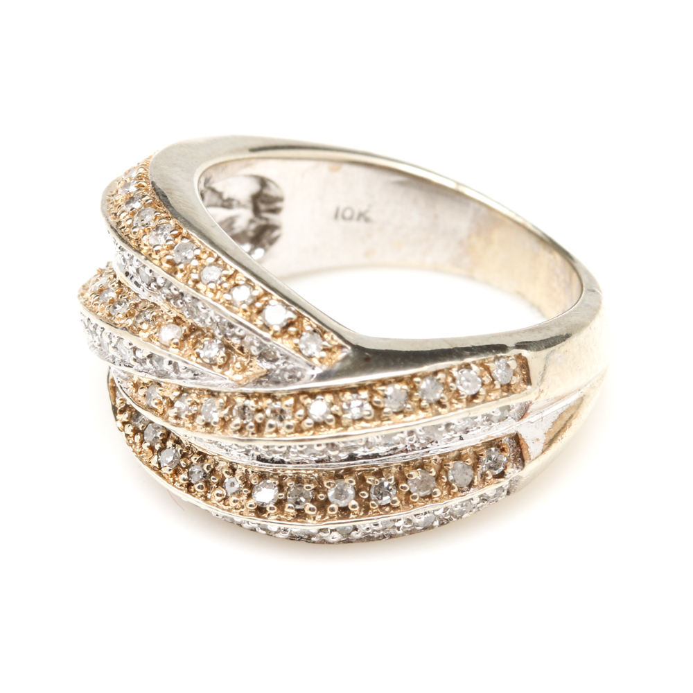 10K White and Yellow Gold Diamond Ring