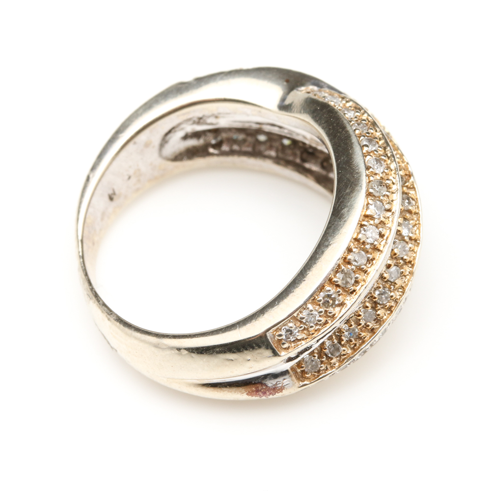 10K White and Yellow Gold Diamond Ring