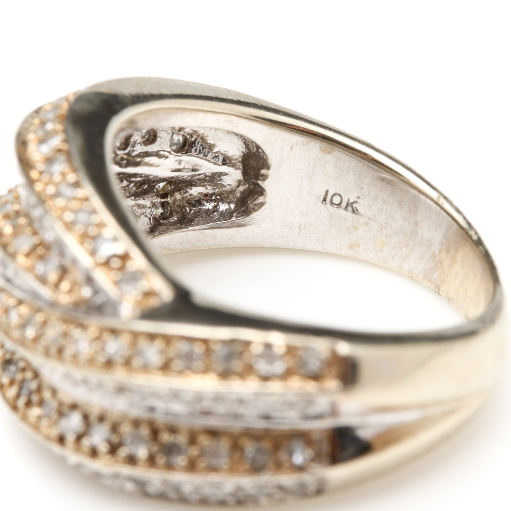 10K White and Yellow Gold Diamond Ring