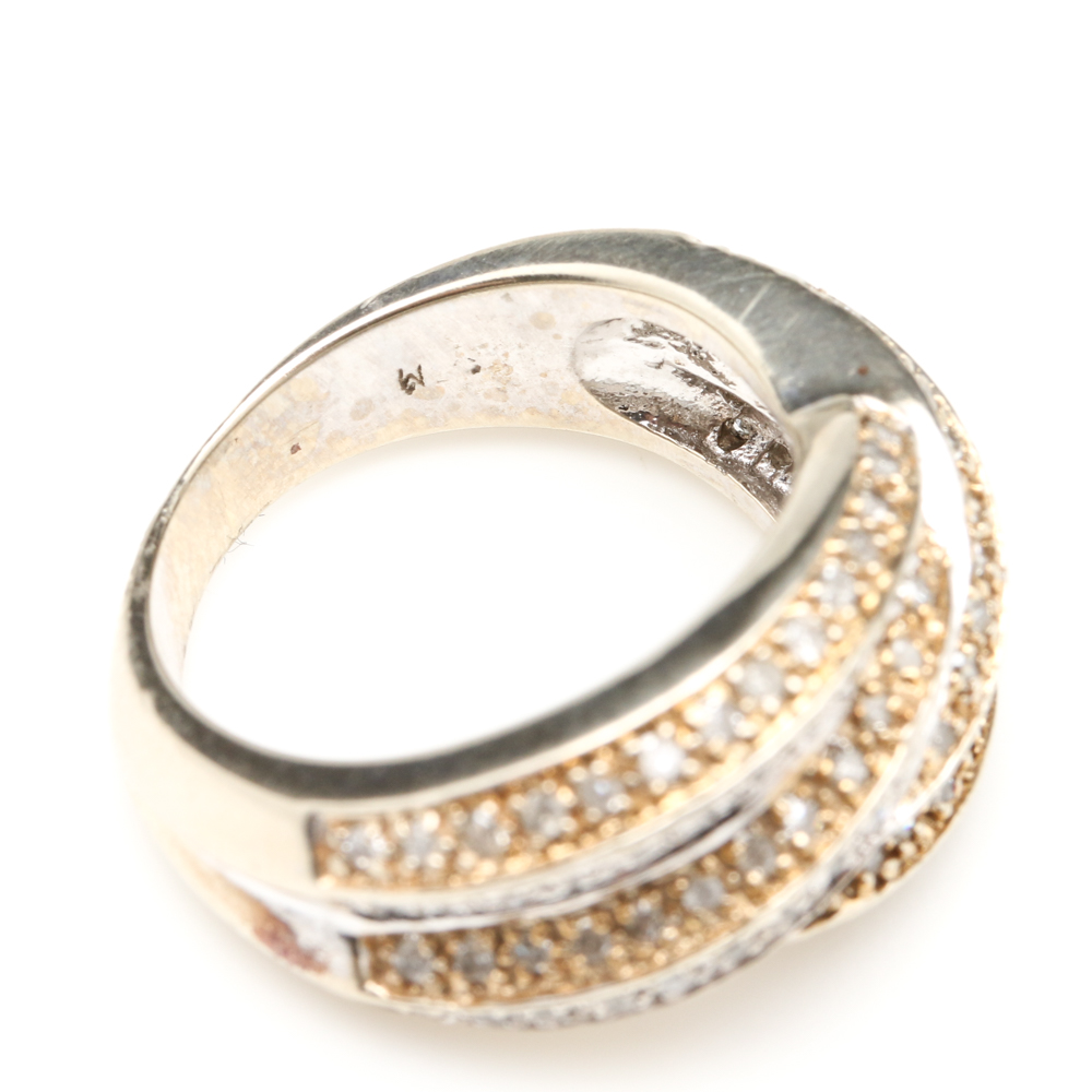 10K White and Yellow Gold Diamond Ring