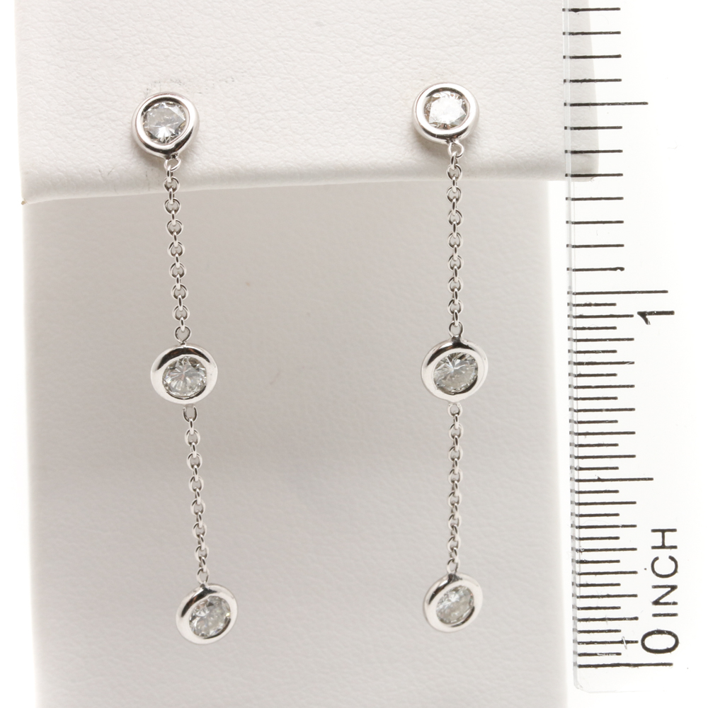 14K White Gold Diamond Dangle Earrings