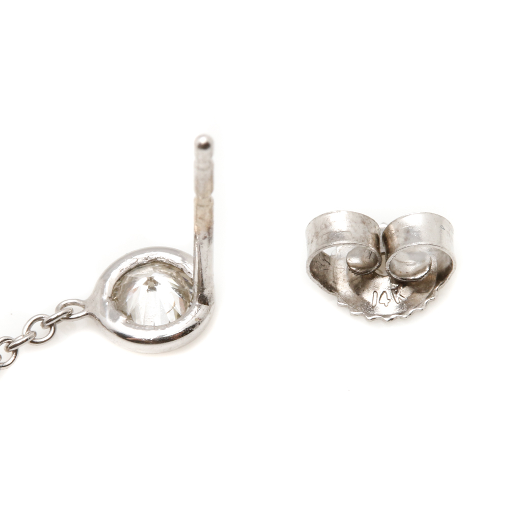 14K White Gold Diamond Dangle Earrings