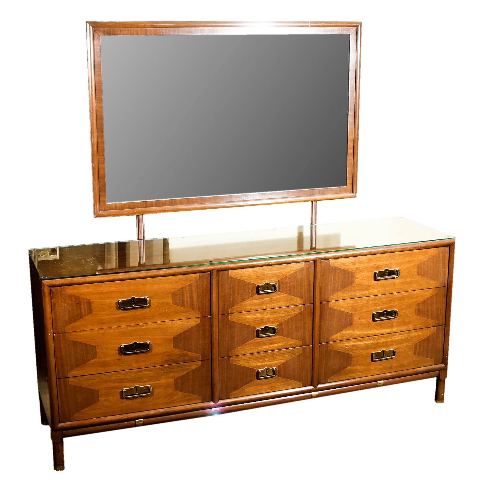 Mid Century Modern Walnut Dresser with Mirror by Lammerts