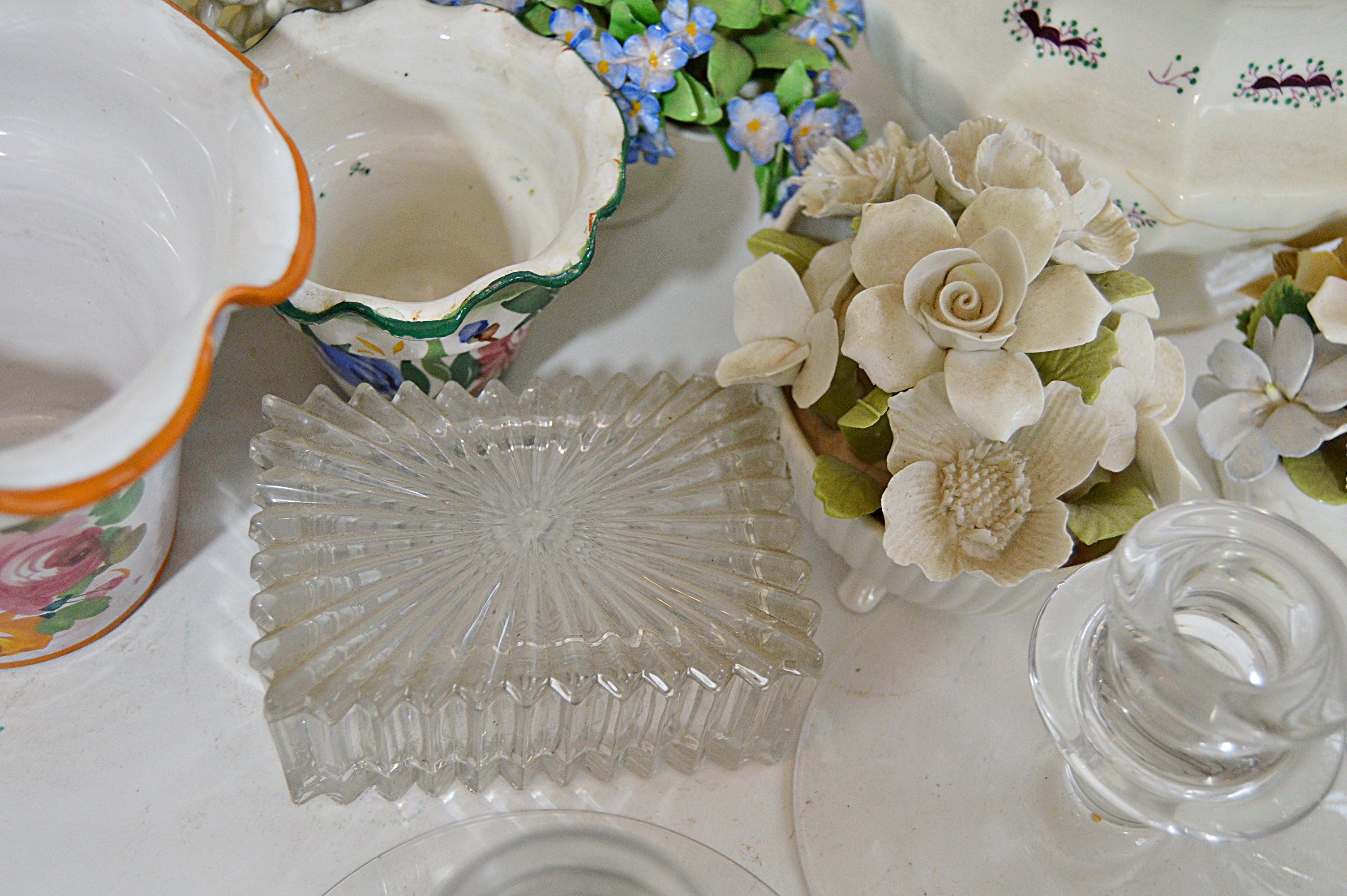 Vintage Tray with Italian, Spanish, English Ceramics and Glassware