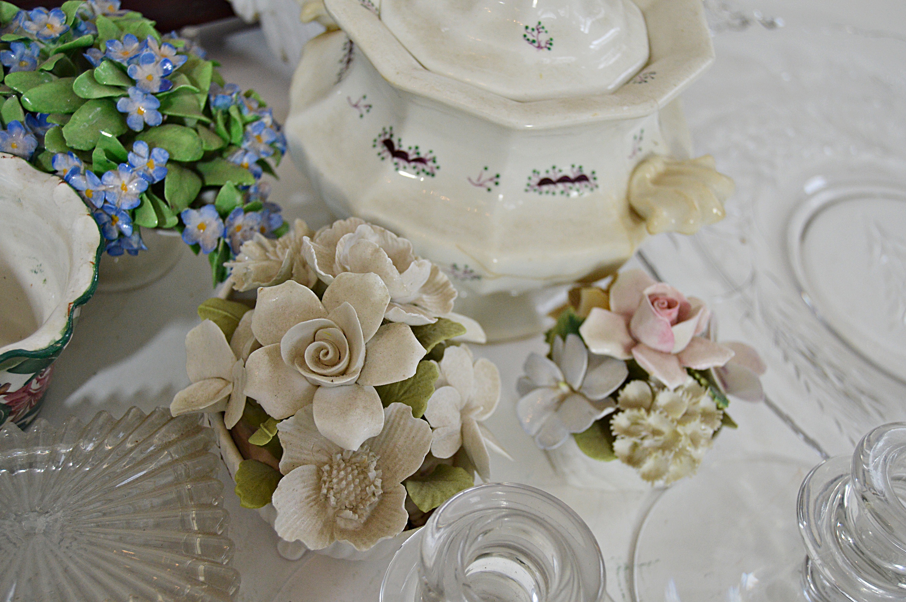 Vintage Tray with Italian, Spanish, English Ceramics and Glassware