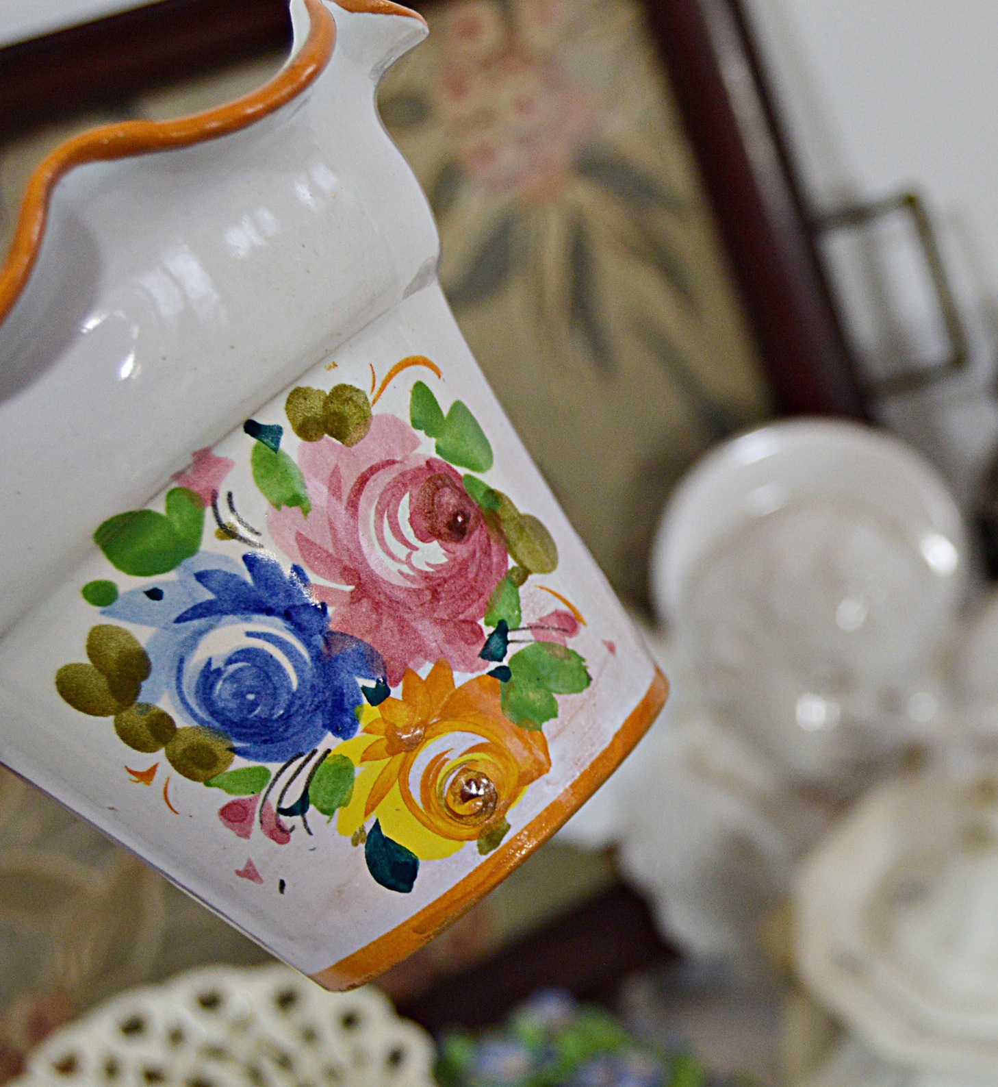 Vintage Tray with Italian, Spanish, English Ceramics and Glassware