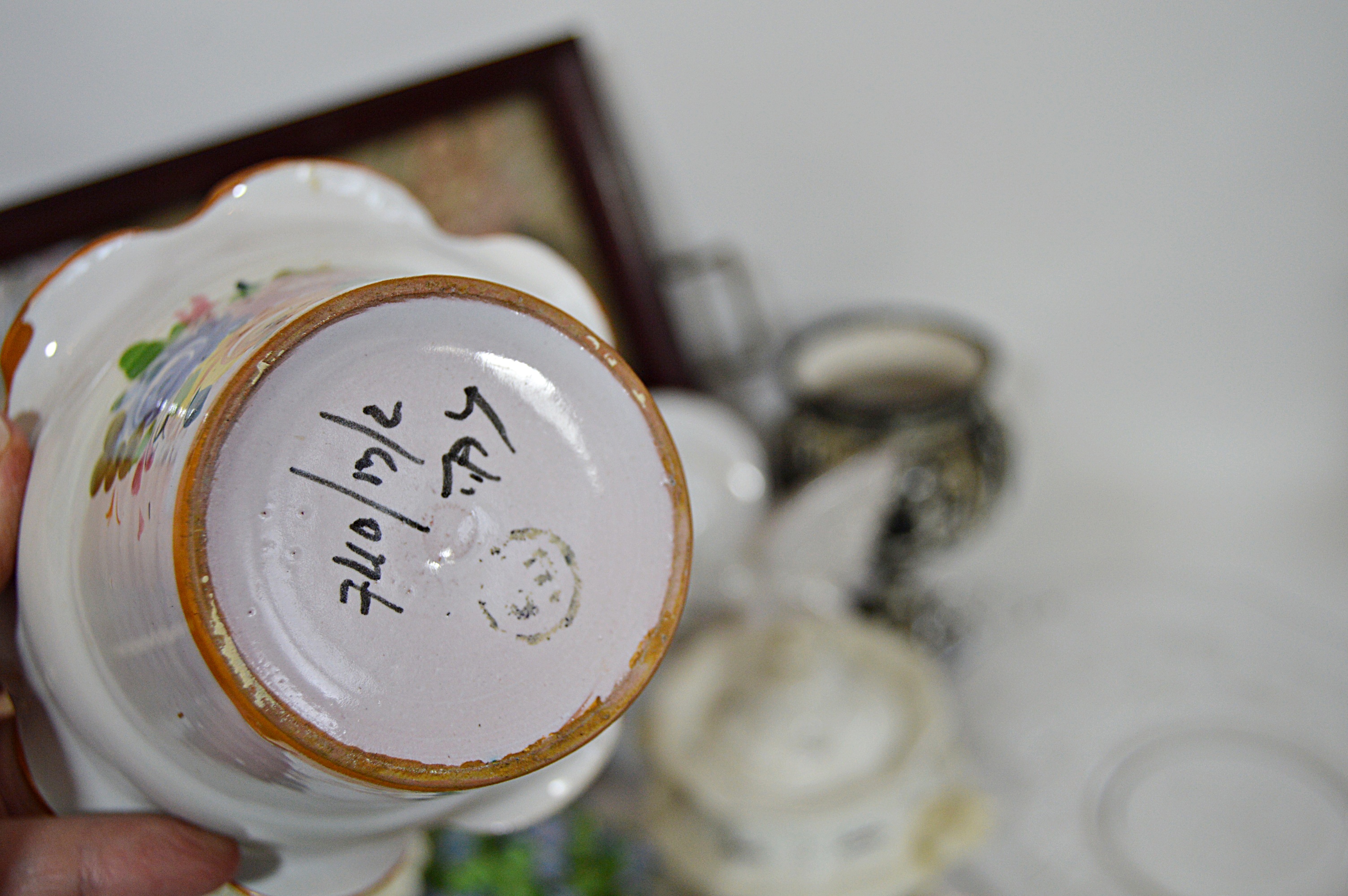 Vintage Tray with Italian, Spanish, English Ceramics and Glassware