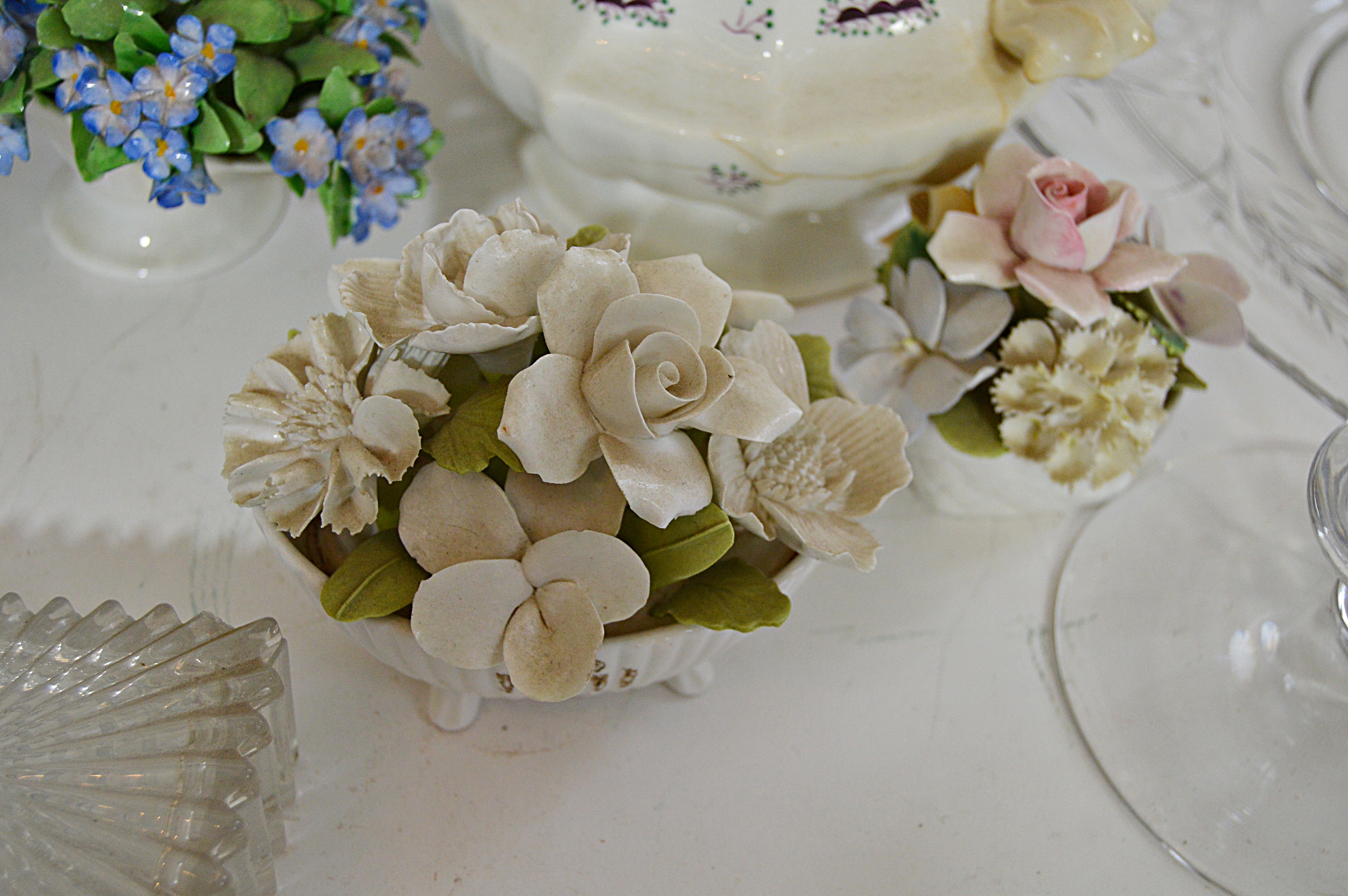Vintage Tray with Italian, Spanish, English Ceramics and Glassware