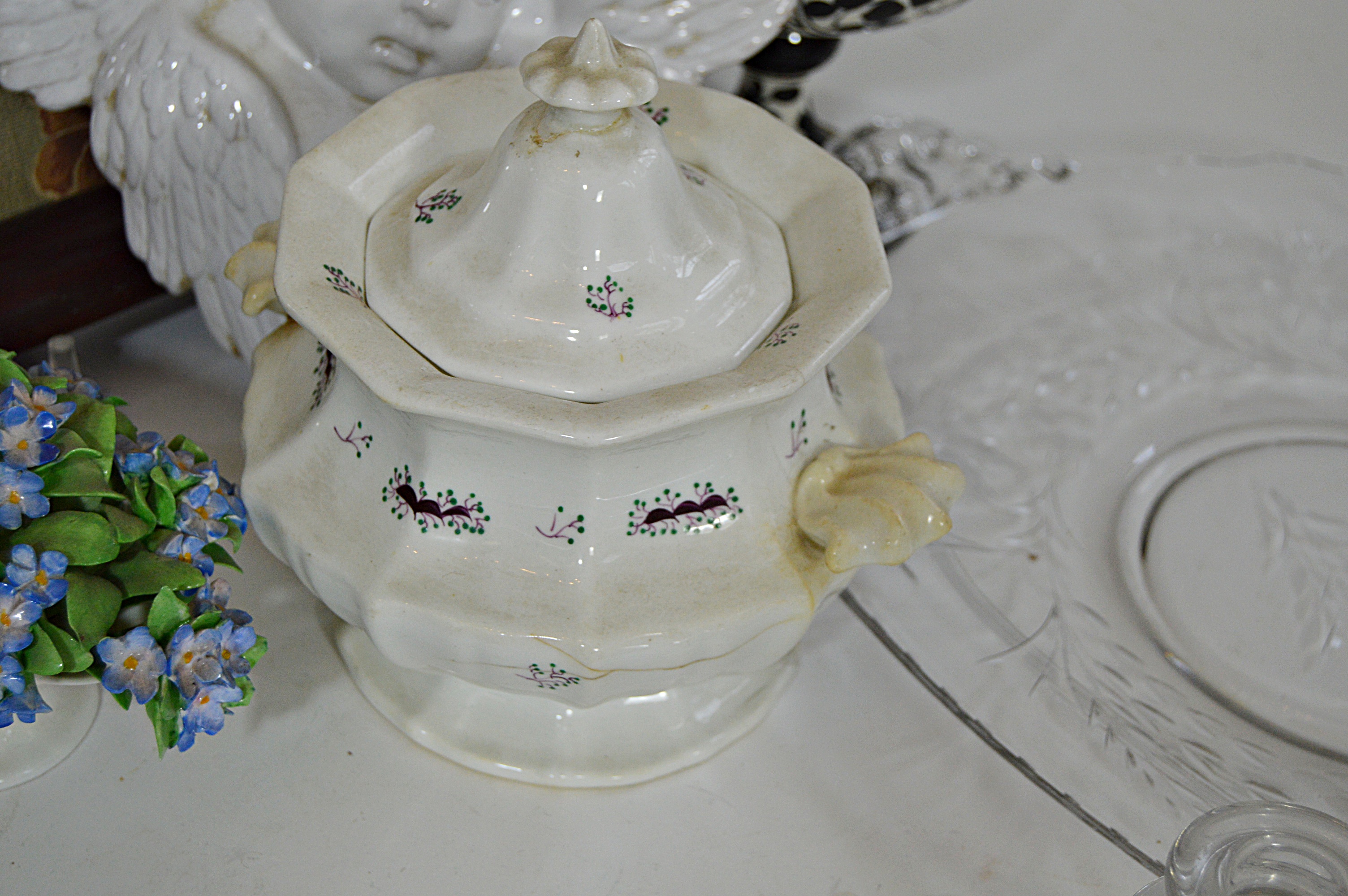 Vintage Tray with Italian, Spanish, English Ceramics and Glassware