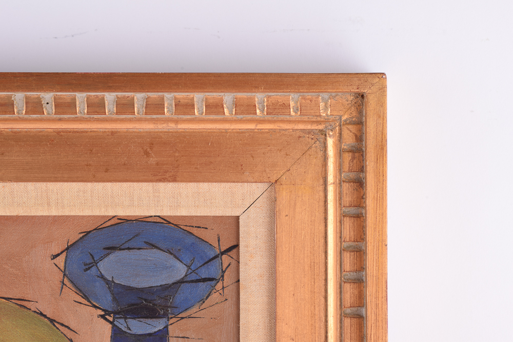 Erdine 1968 Cubist Oil Painting on Canvas