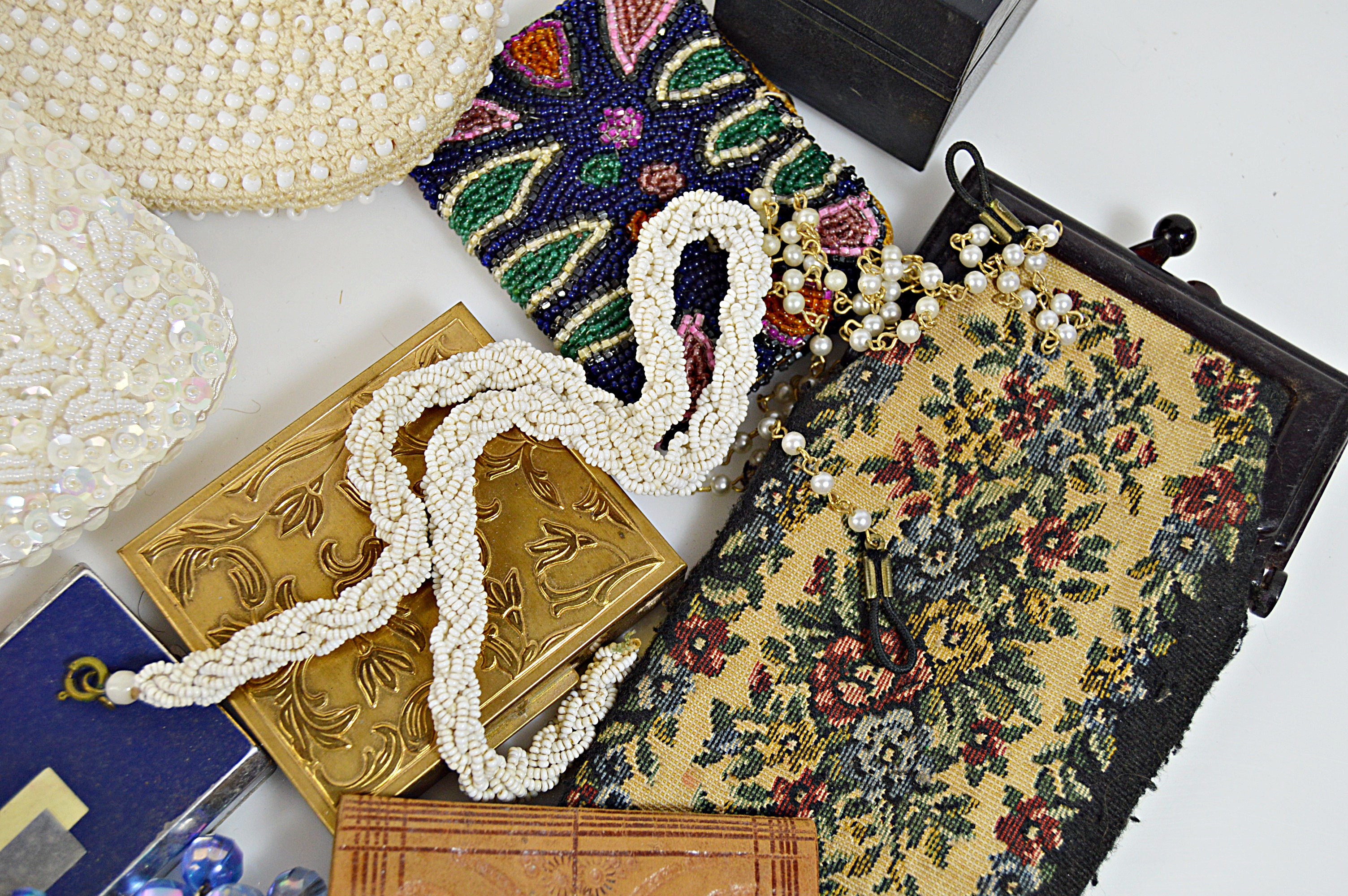 Vintage Beaded Bags, Compacts, Beaded Jewelry