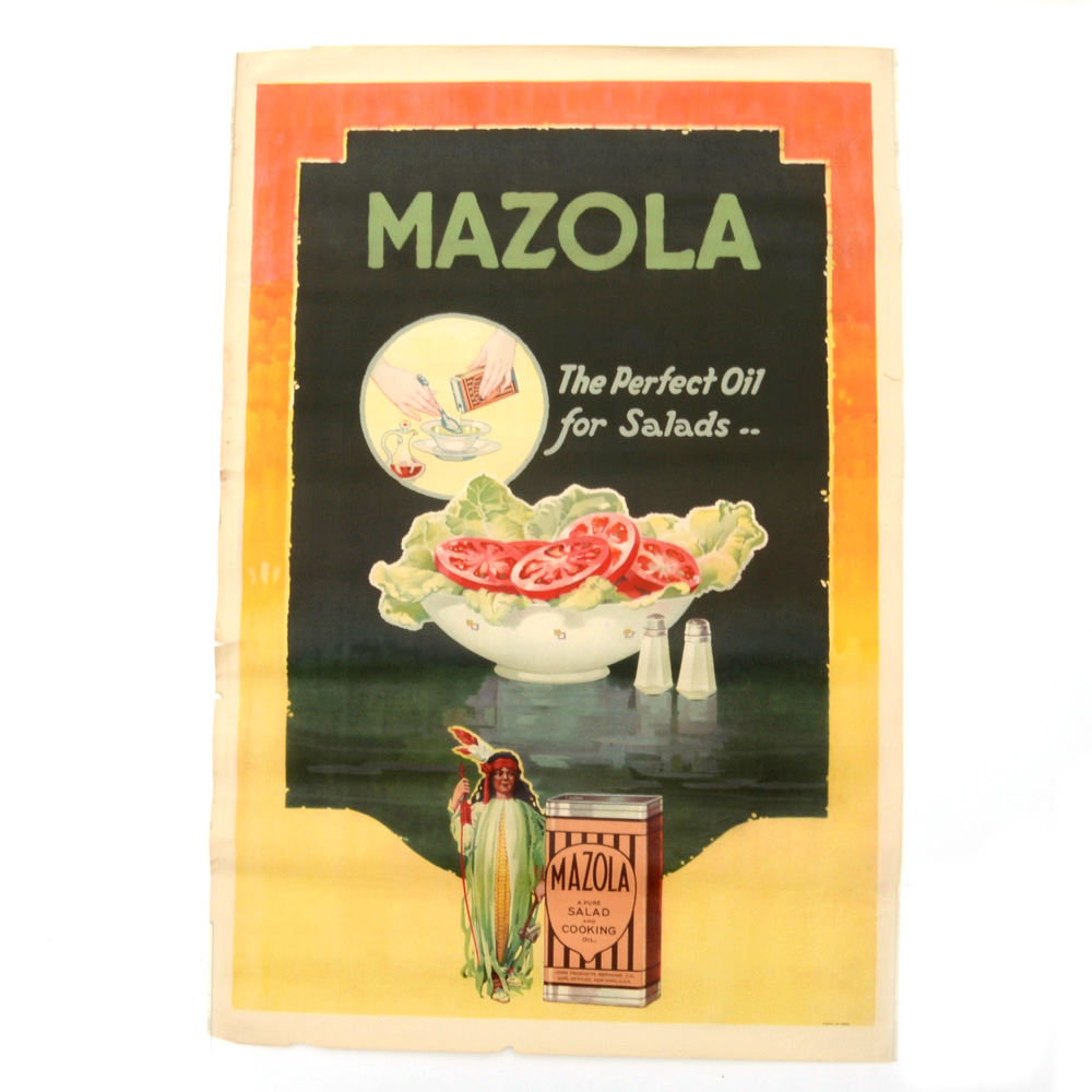 Original 1935 Mazola Poster Advertisement "The Perfect Oil for Salads"