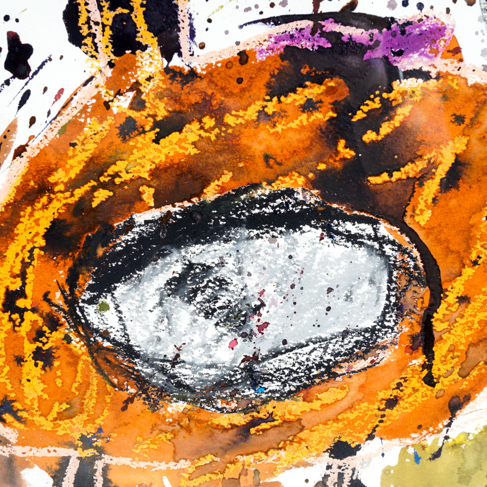 Mixed Media Painting on Paper of Abstract Scene