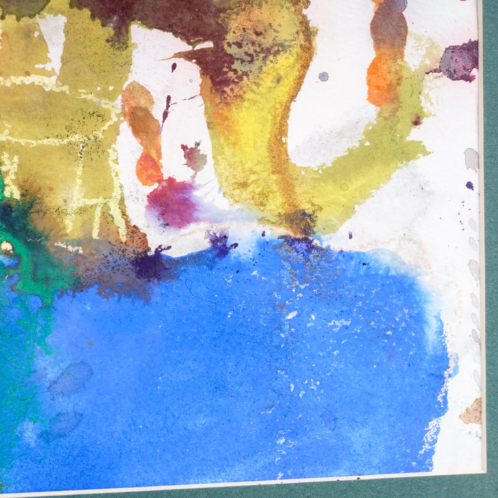 Mixed Media Painting on Paper of Abstract Scene