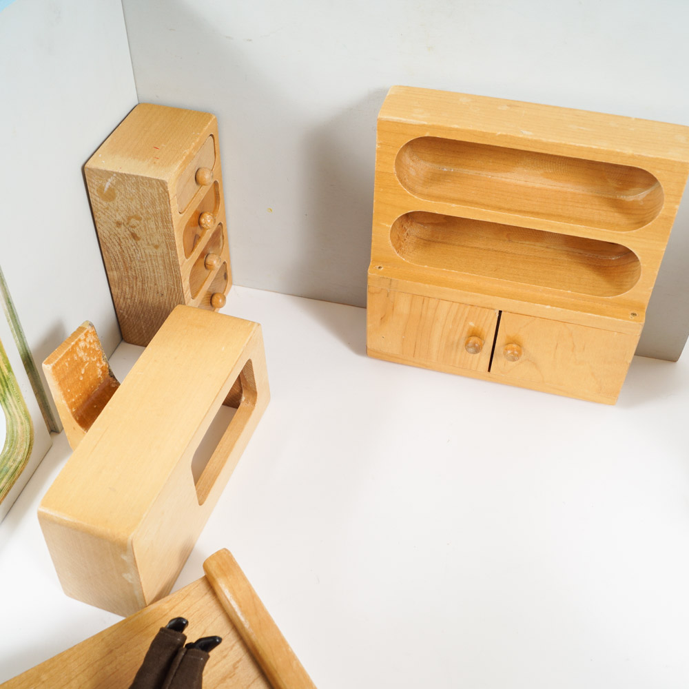 Vintage Creative Playthings Dollhouse Set With Furniture