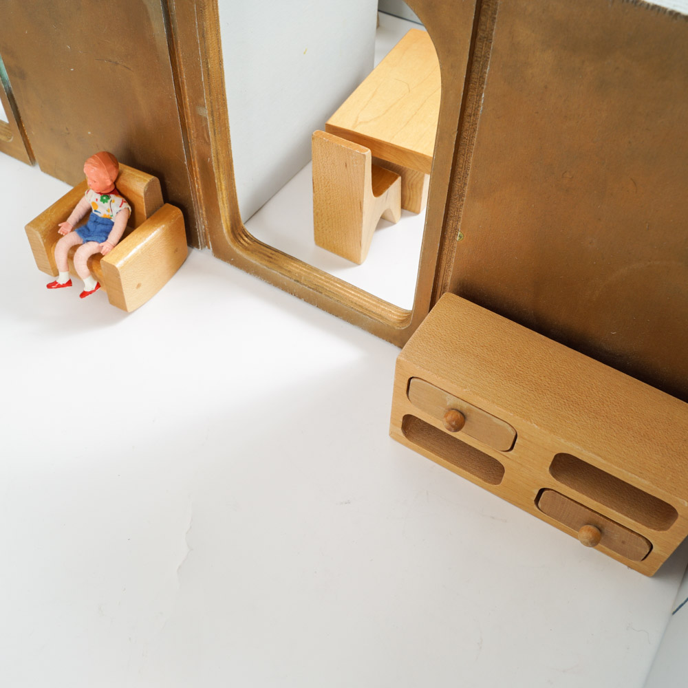 Vintage Creative Playthings Dollhouse Set With Furniture