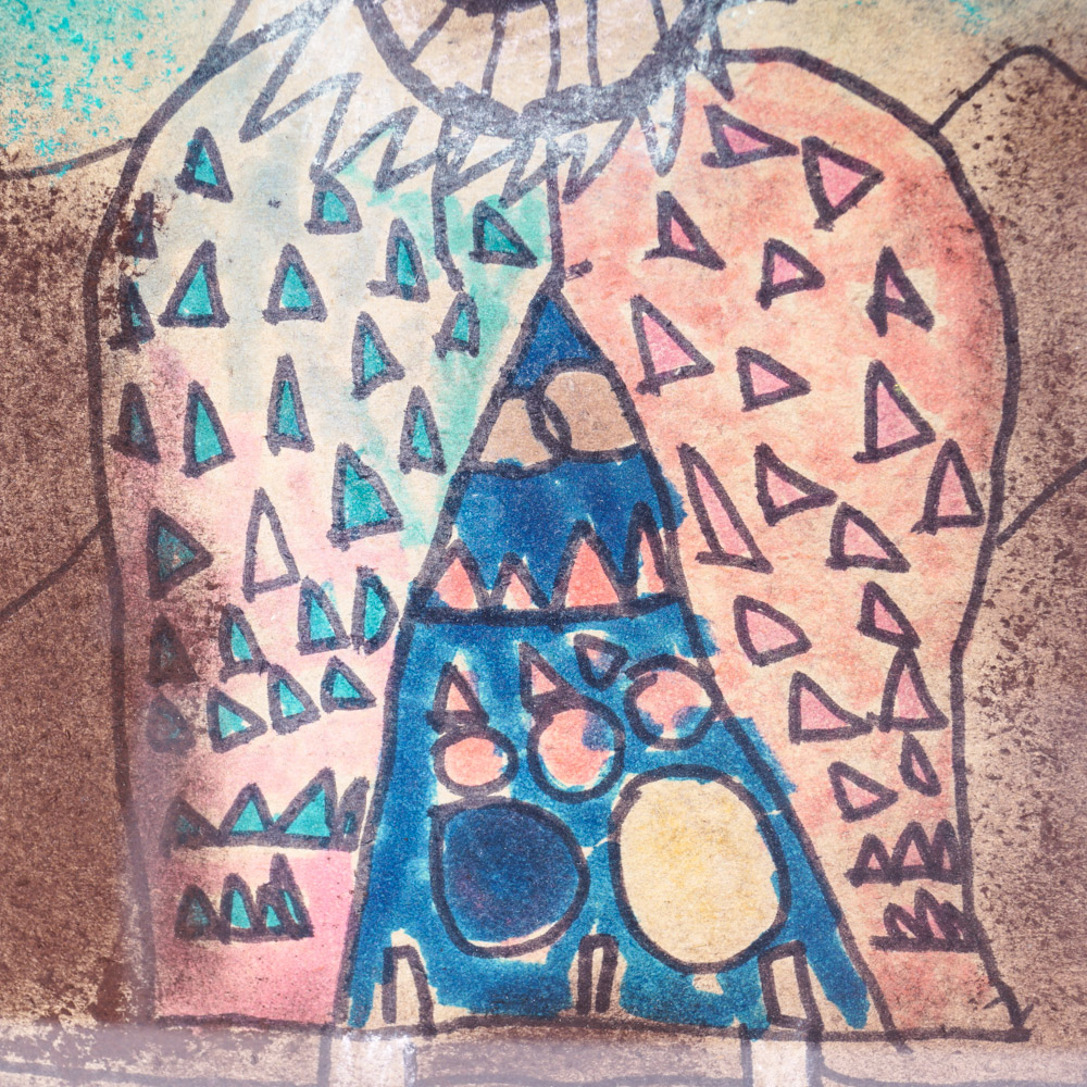 Pastel Drawing of a Desert Scene