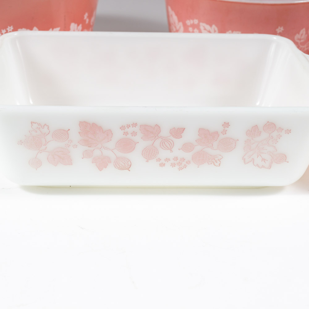 Pyrex "Gooseberry" Pink and White Serveware