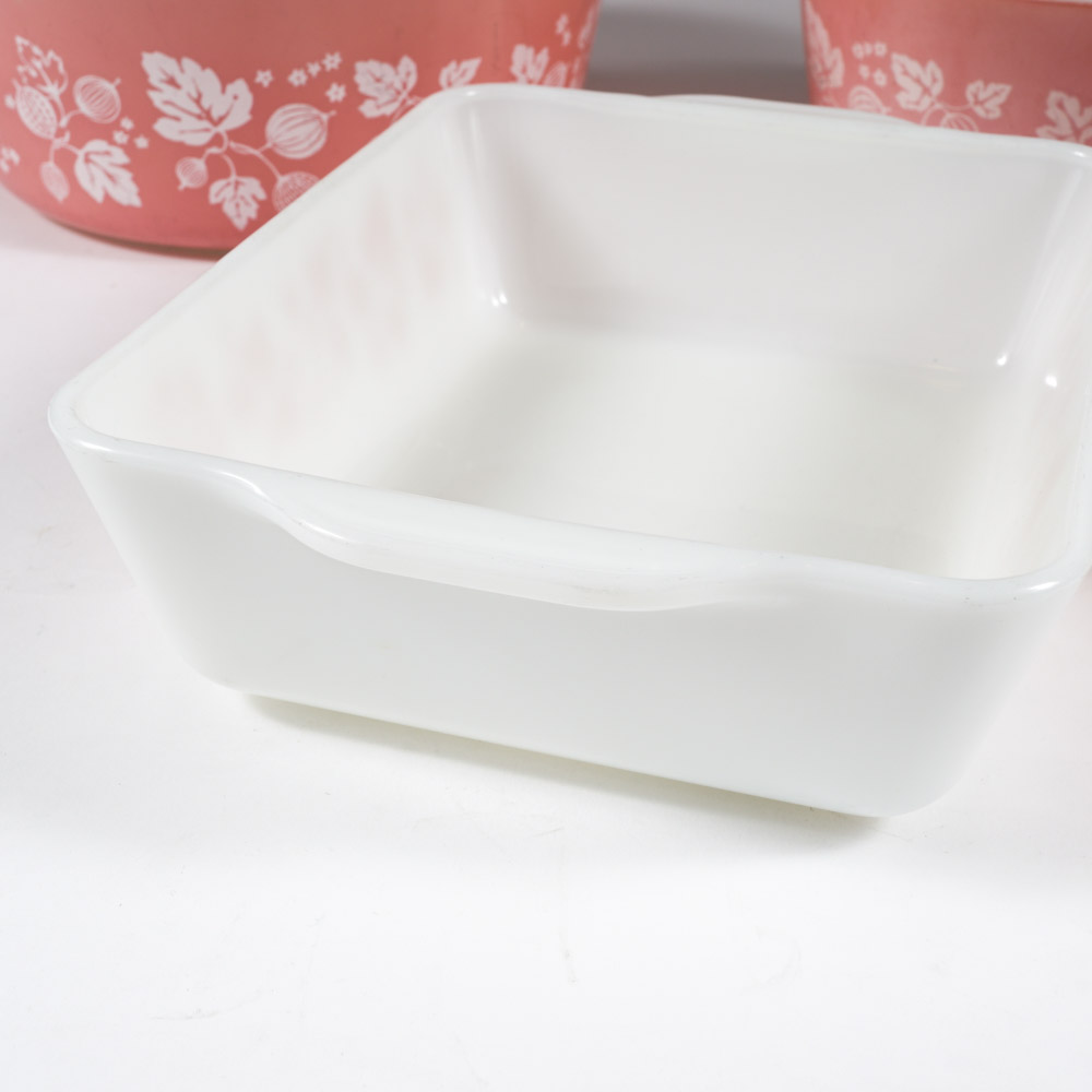 Pyrex "Gooseberry" Pink and White Serveware