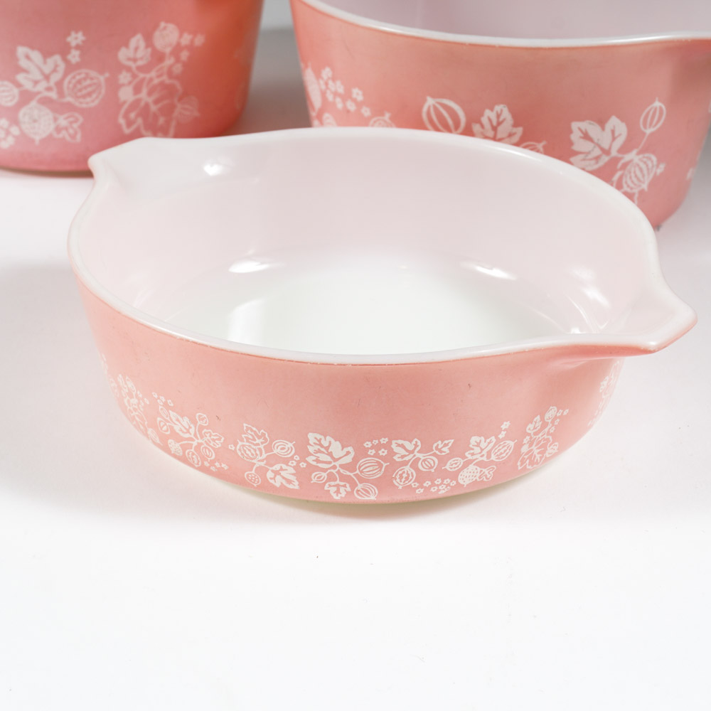 Pyrex "Gooseberry" Pink and White Serveware