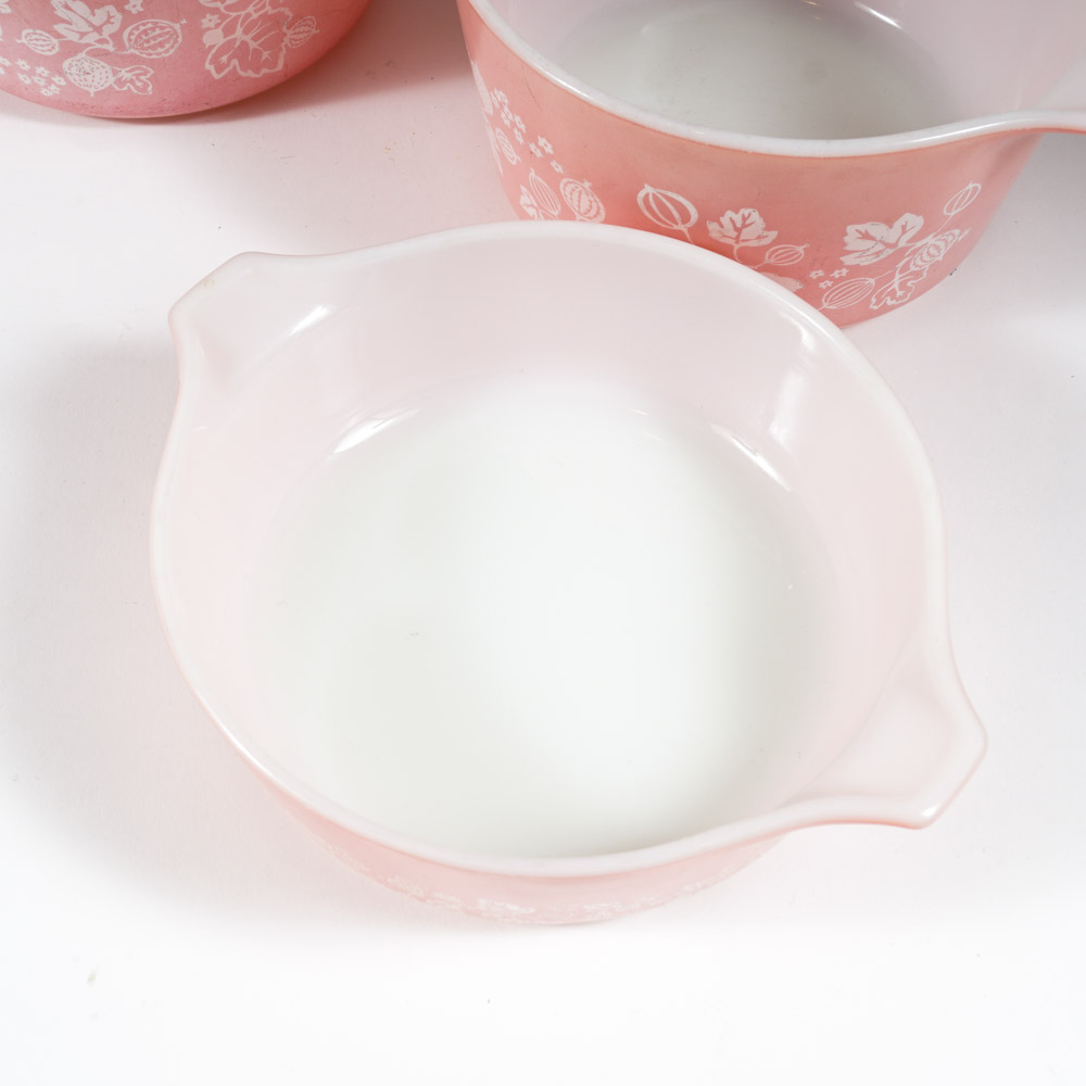 Pyrex "Gooseberry" Pink and White Serveware