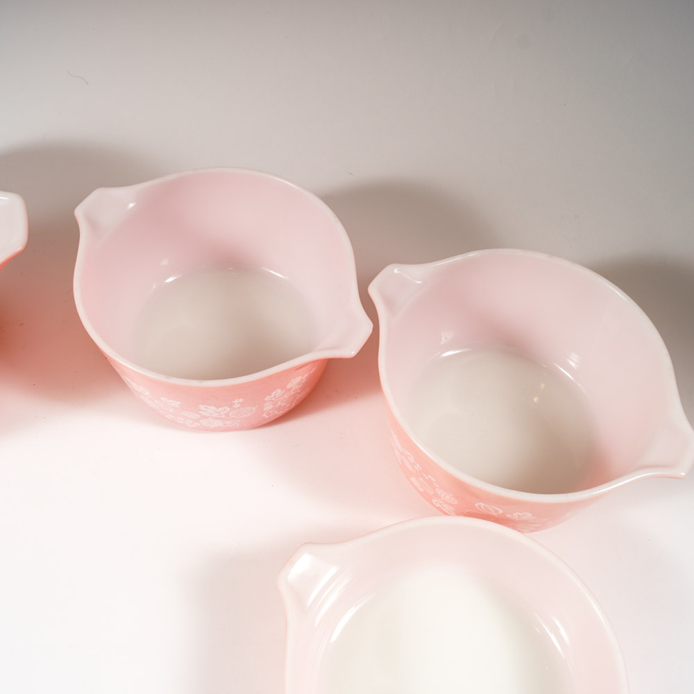 Pyrex "Gooseberry" Pink and White Serveware